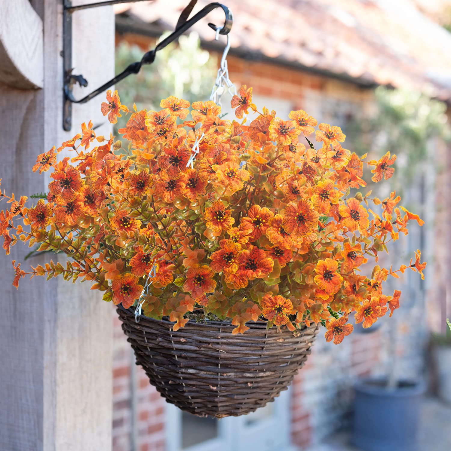 10 Bundles Artificial Fall Flowers for Outdoor Decor - UV Resistant Faux Flowers for Porch, Garden, and Fall Wreaths