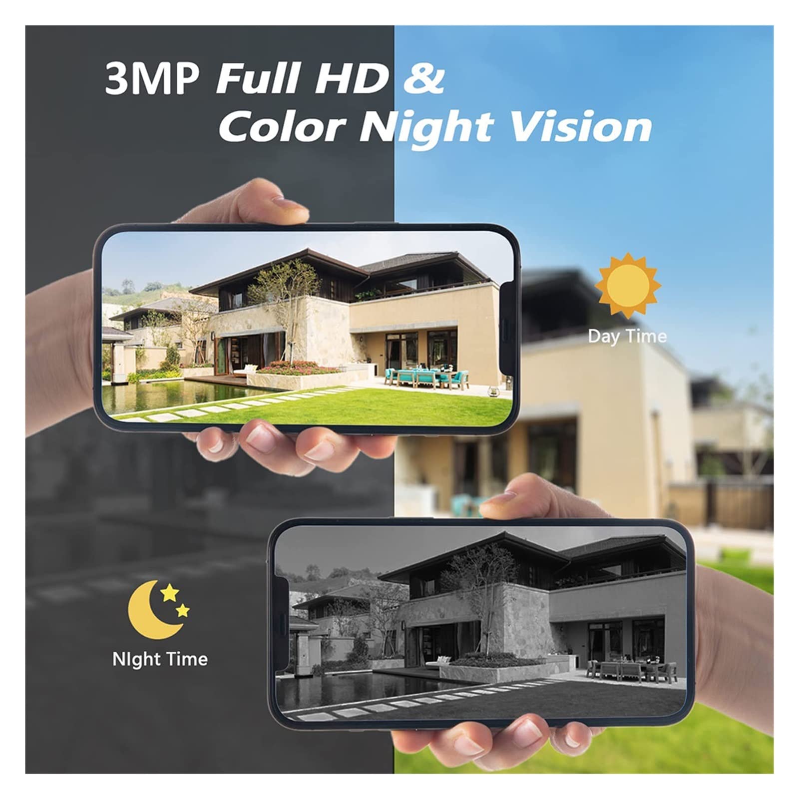 SilteD 3MP Solar Security Camera Outdoor - WiFi Battery Powered, PTZ, PIR Motion Detection, Spotlight & Color Night Vision, 2-Way Audio, Siren Alarm - Ideal for Home, Yard, Garage & Business Surveillance (Weatherproof)