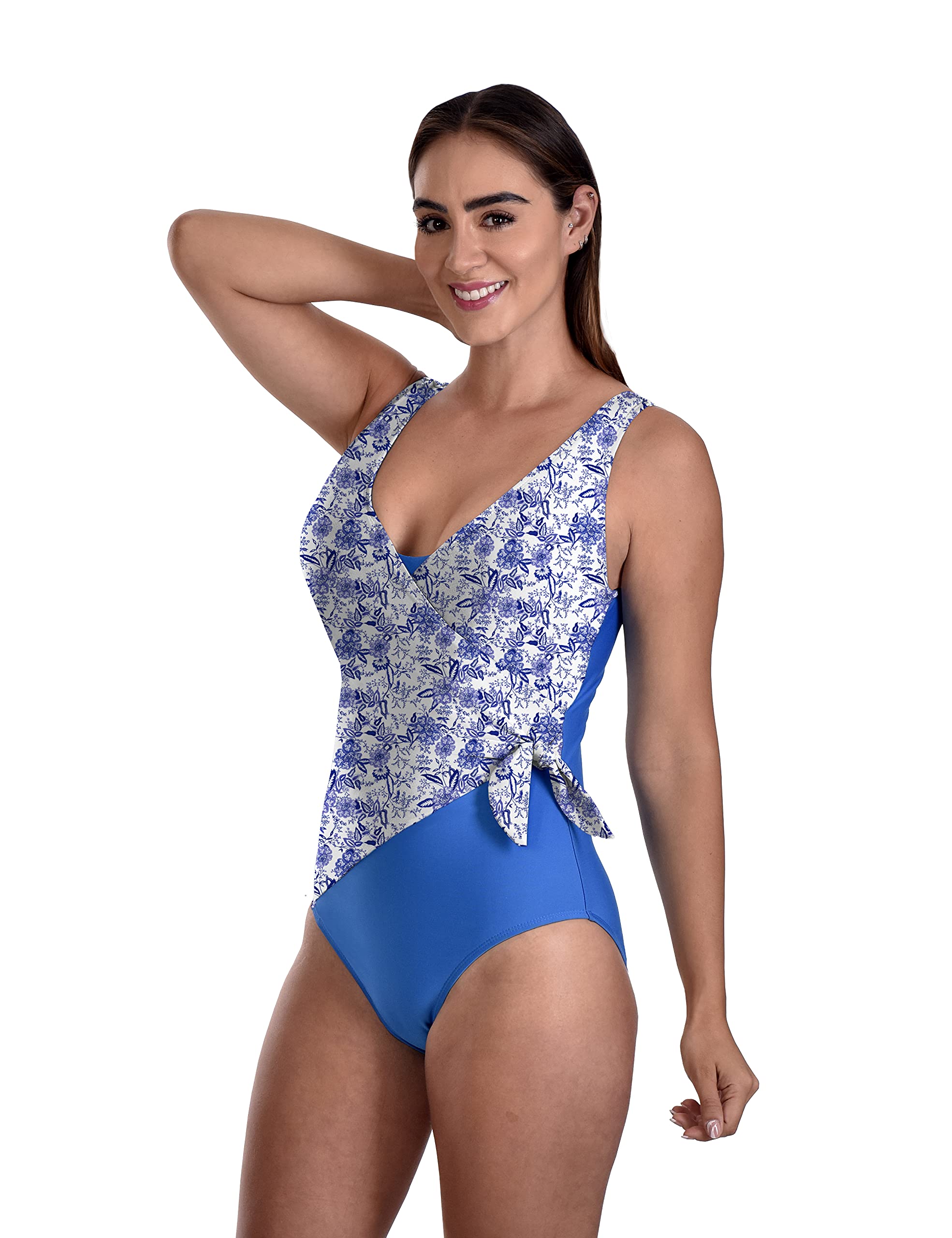 Women's Classic One Piece Swimsuit - Tummy Control & Body Shaping with Side Bunny Tie - Perfect for Beach Vacations, Pool Parties & Summer Getaways