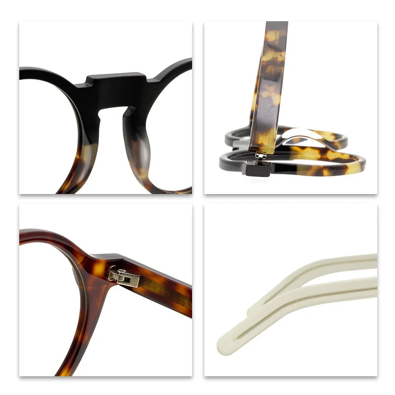 Black Unisex Full Rim Acetate Round Eyeglasses 1465 - Stylish & Comfortable Glasses for Men & Women - Perfect for Reading, Work, and Everyday Wear