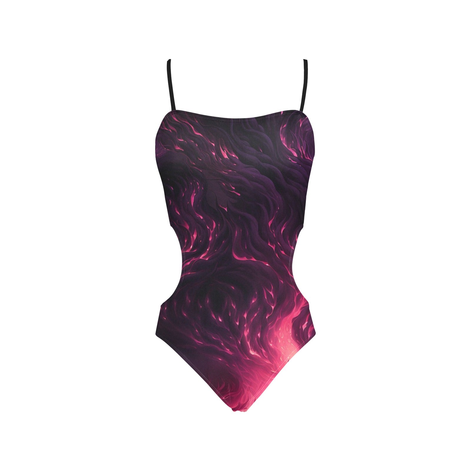 Midnight Black Spaghetti Strap Cut-Out Swimsuit for Women - Sexy One Piece Bathing Suit for Beach, Pool & Summer Vacation