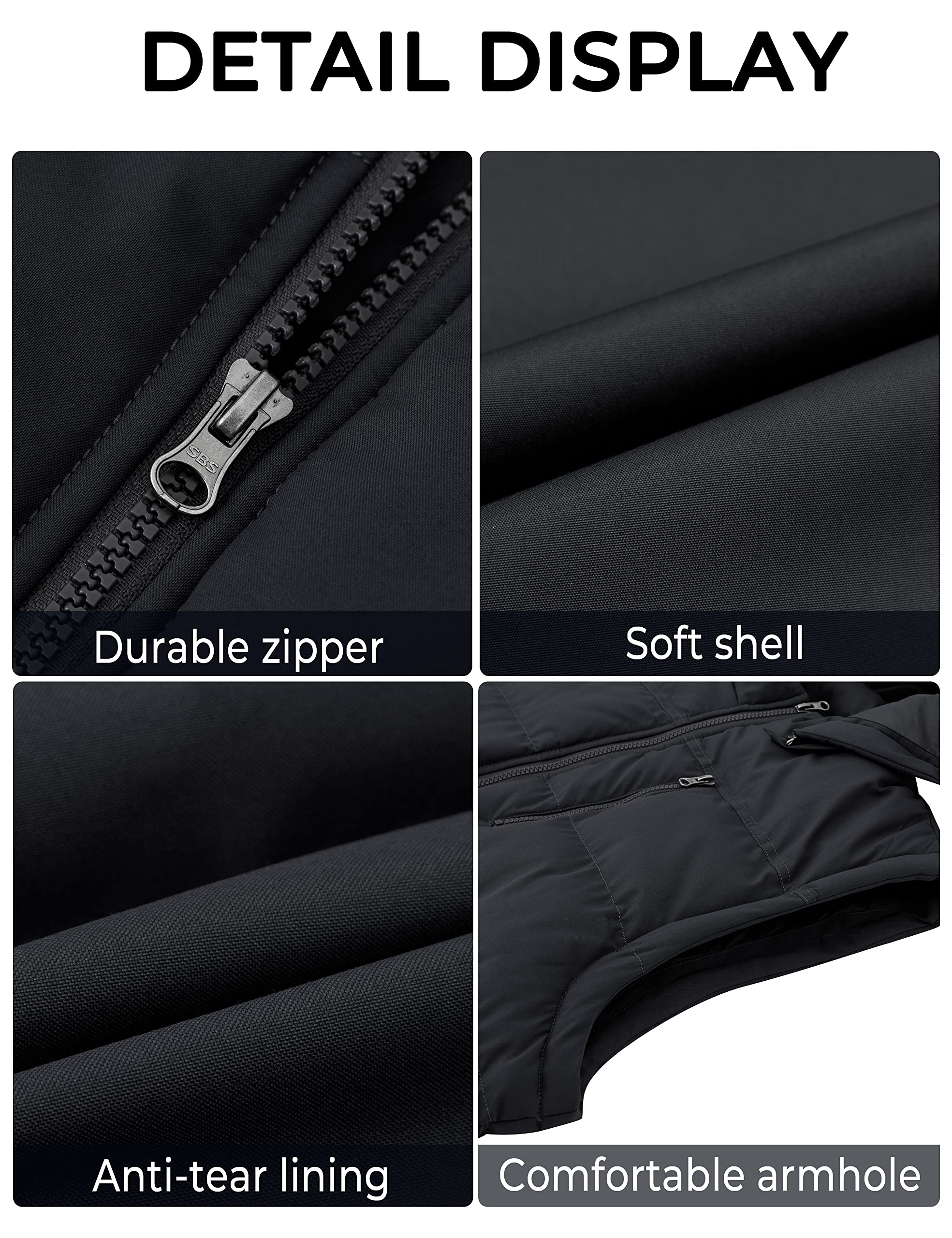 Soularge Men's Big and Tall Winter Puffer Vest - Warm Thick Utility Jacket for Outdoor Work, Hiking & Cold Weather Activities