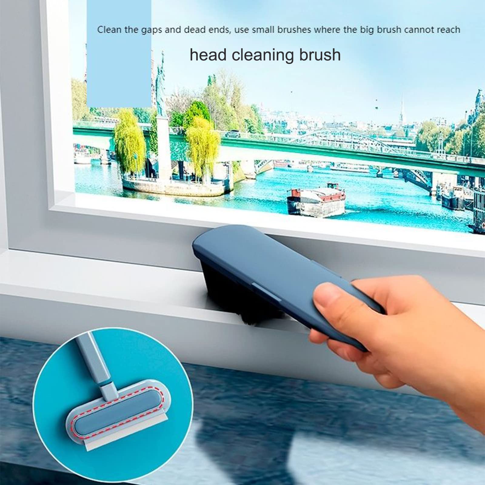 4 in 1 Window Screen Cleaner Brush - Pet Hair Remover, Magic Cleaning Brush & Squeegee Tool for Windows, Mesh Screens, Sofas & Walls - Perfect for Home, Office & Car Cleaning