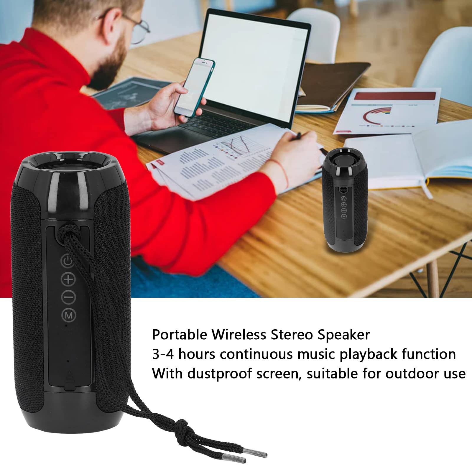 Portable Waterproof Bluetooth Speaker - 5.0 Wireless Mini Outdoor Speaker with USB Charging, HD Stereo Sound for Camping, Beach, Hiking & Home Use (2.7 x 2.7 x 6.3in)