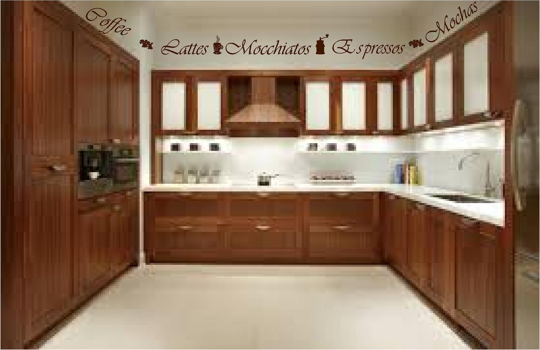 Black Coffee Latte Mocha Wall Border Decal for Kitchens & Coffee Shops - Medium 3.75