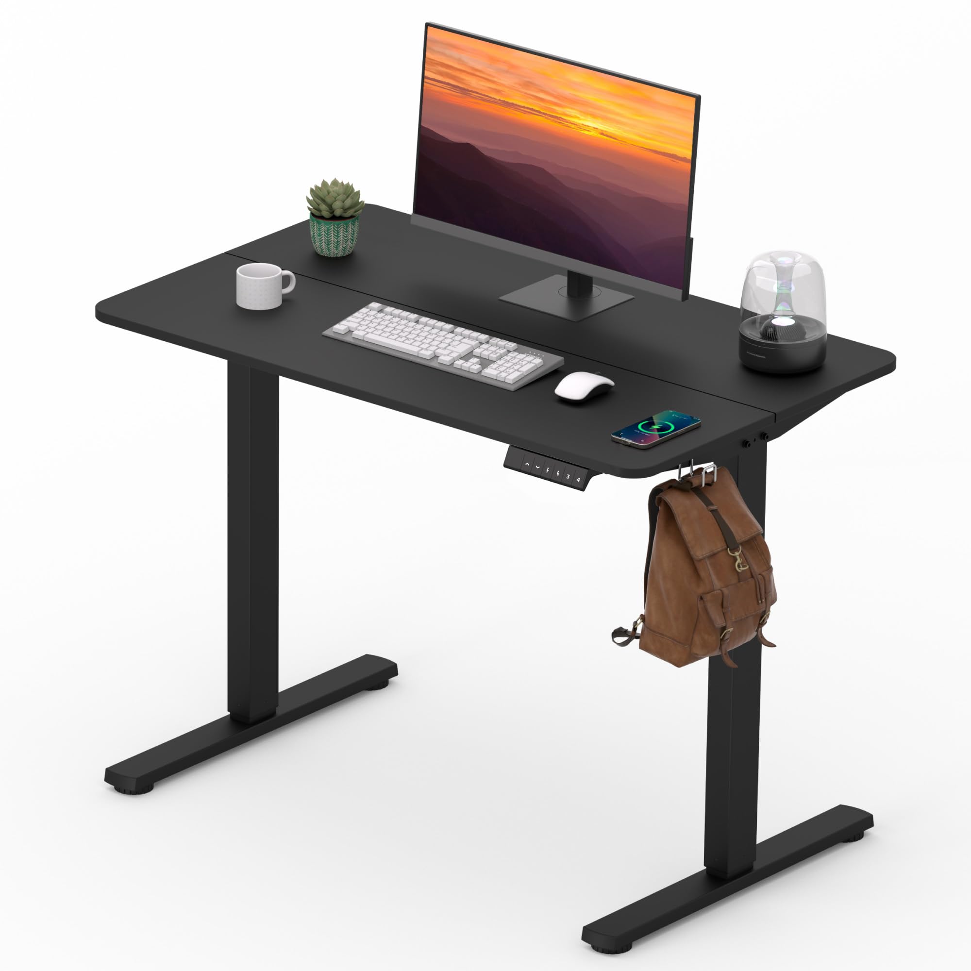 Adjustable Stand Up Desk - 40x24 Inches Memory Preset Height Adjustable Computer Workstation with Splice Black Top for Home Office & Remote Work | Ergonomic Standing Desk for Working from Home, Gaming & Study