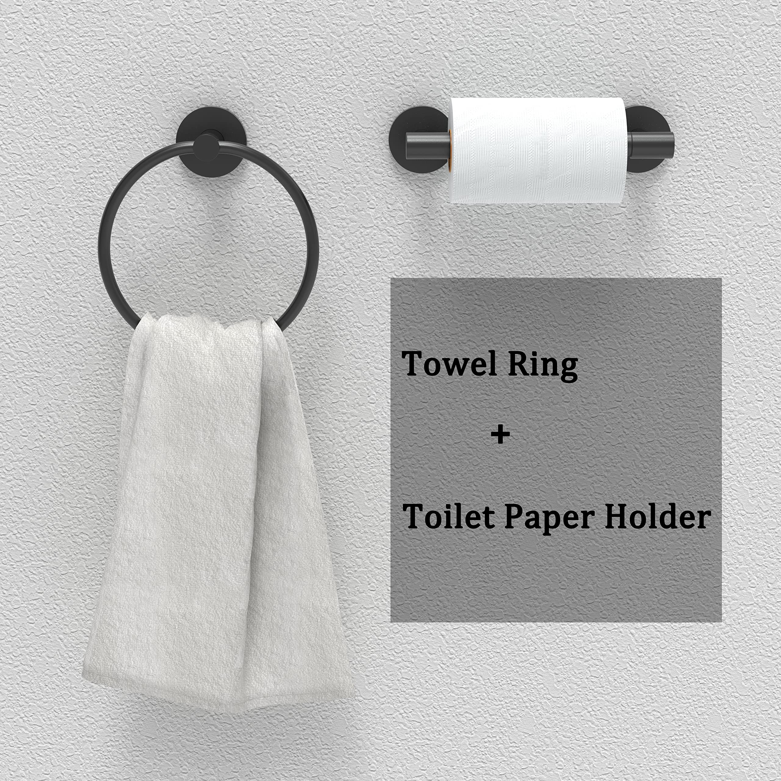 Matte Black Toilet Paper Holder Set - SUS304 Stainless Steel for Bathroom Decor