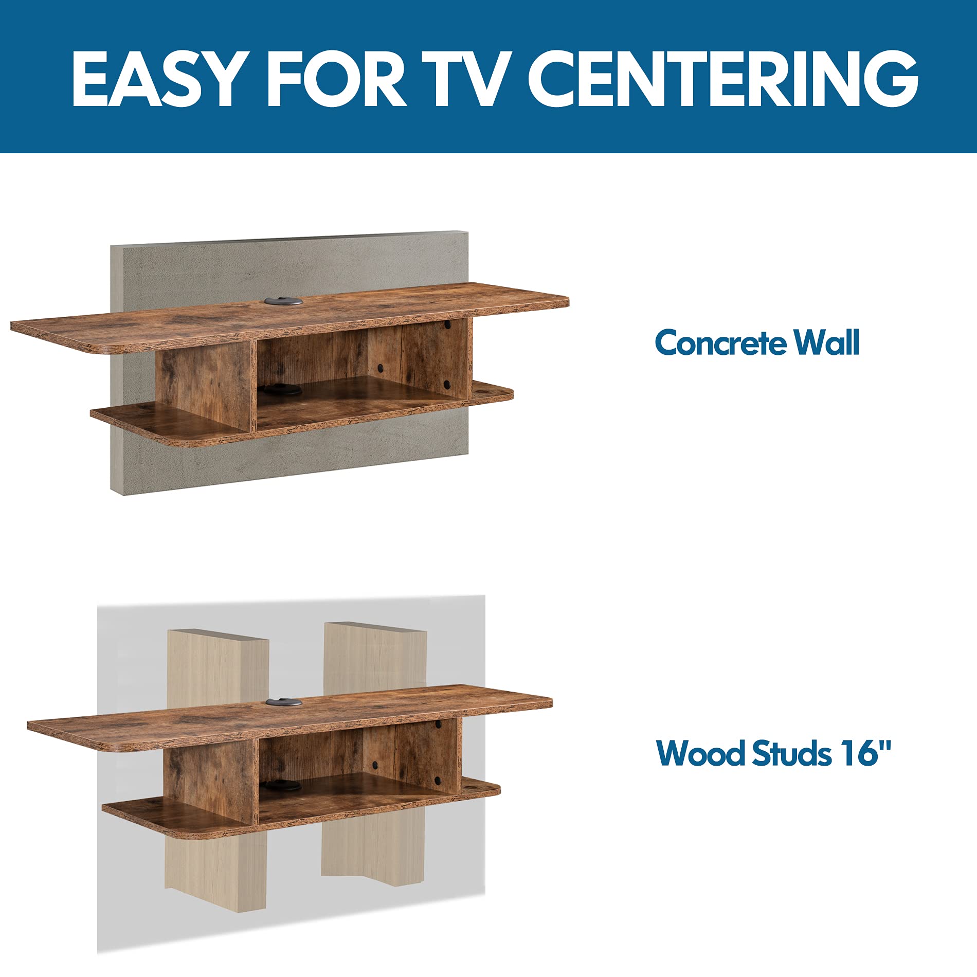 55 Inch Floating TV Stand Wall Mounted Entertainment Center - Modern Wood Storage Cabinet Media Console for Living Room, Perfect for TVs, Cable Box & Components - Brown