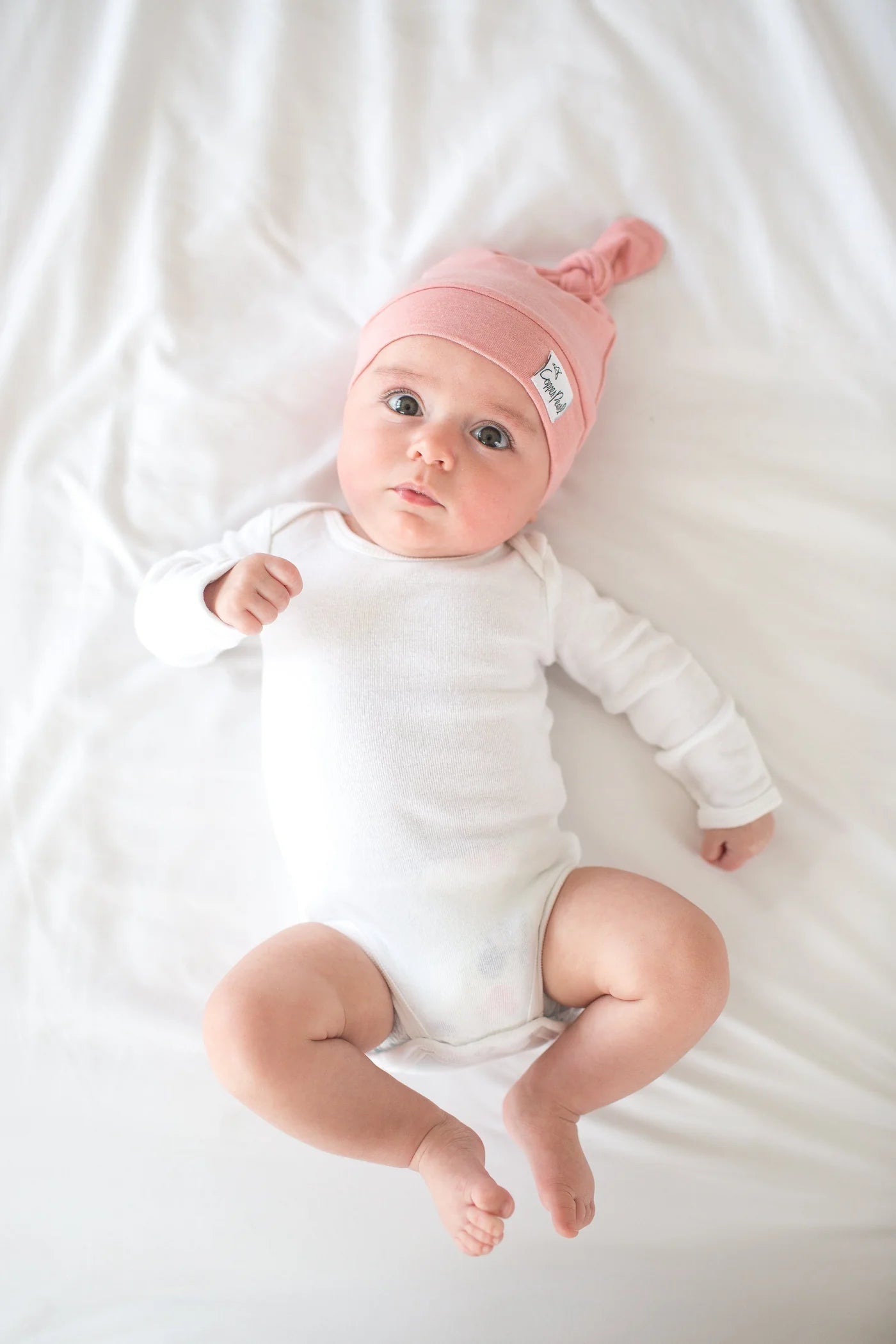 Copper Pearl Top Knot Hat for Babies 0-4 Months - Darling Pink | Soft & Stylish Newborn Beanie for Photos, Outings & Gifts