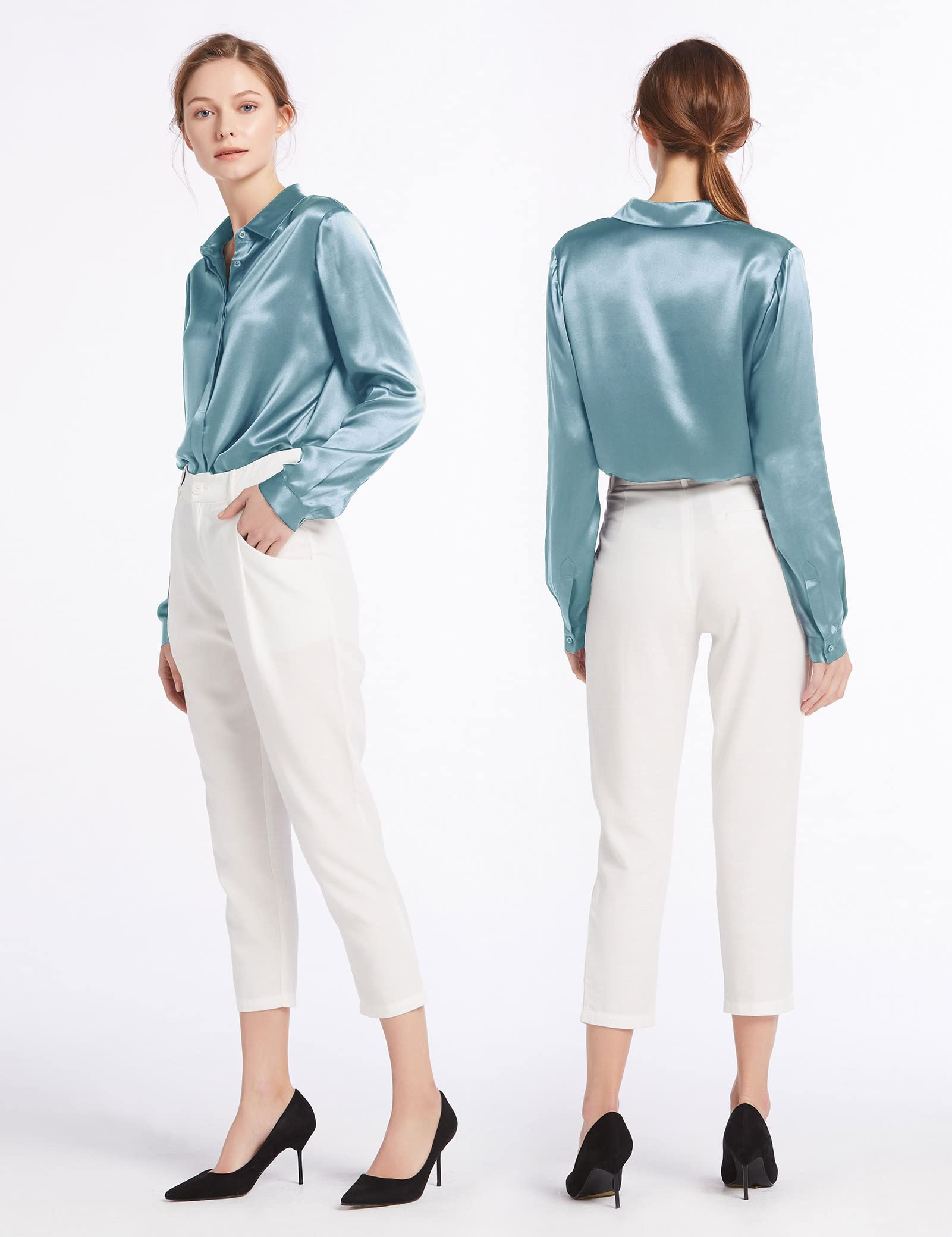 LilySilk 100% Pure Silk Blouse for Women - Long Sleeve Luxurious Silk Top for Work & Evening Wear | Soft, Breathable & Elegant Office & Party Attire
