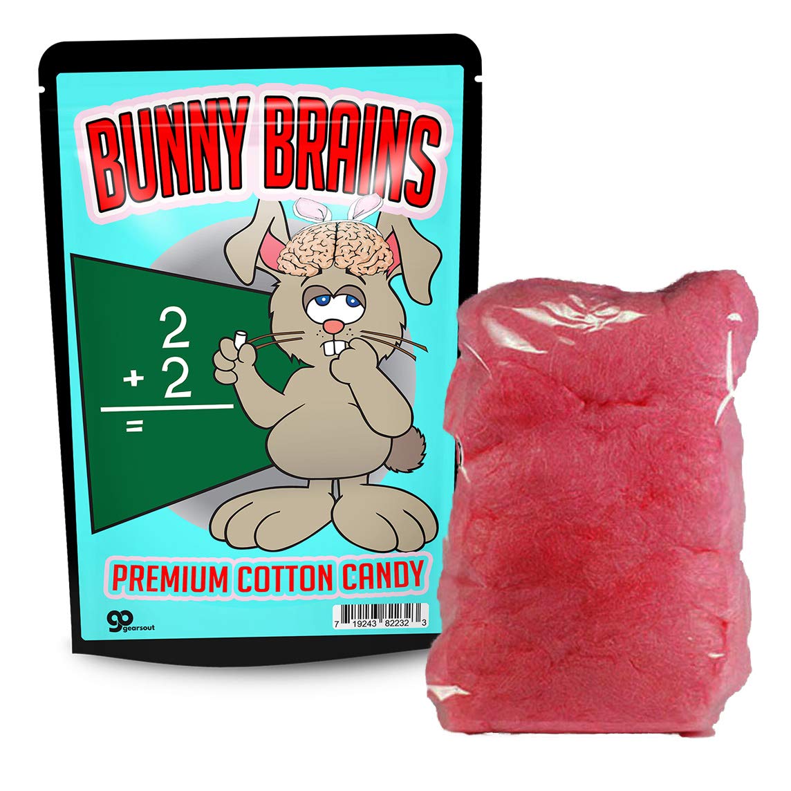 Gears Out Bunny Brains Cotton Candy - Gluten-Free Easter Candy for Kids | Pink Floss Sugar, Made in USA | Perfect for Easter Baskets, Birthday Parties & Holiday Treats