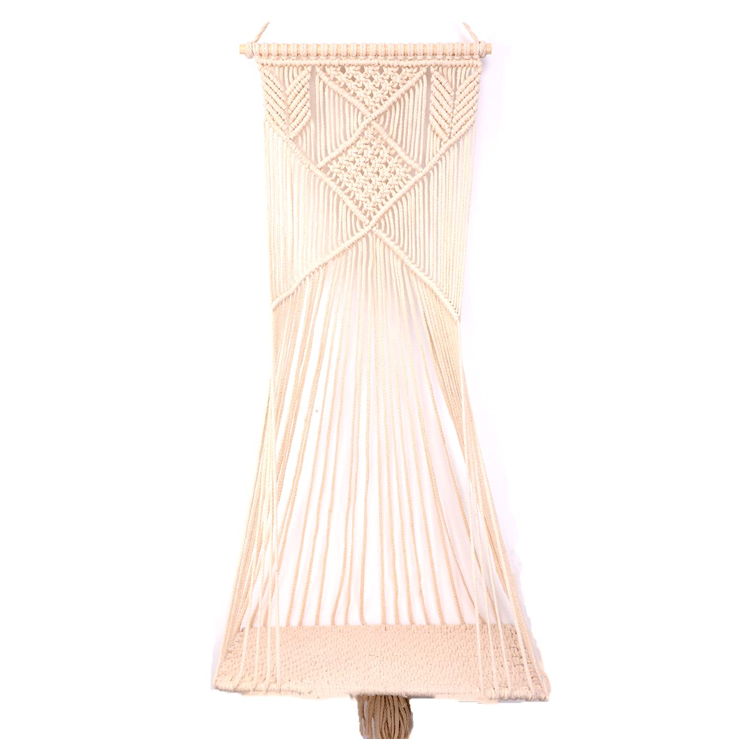 Macrame Cat Hammock Swing Bed - Cotton Rope Hanging Cat House with Tassels, Beige - Cozy Pet Bed for Indoor Cats, Perfect for Lounging & Napping in Living Room or Bedroom