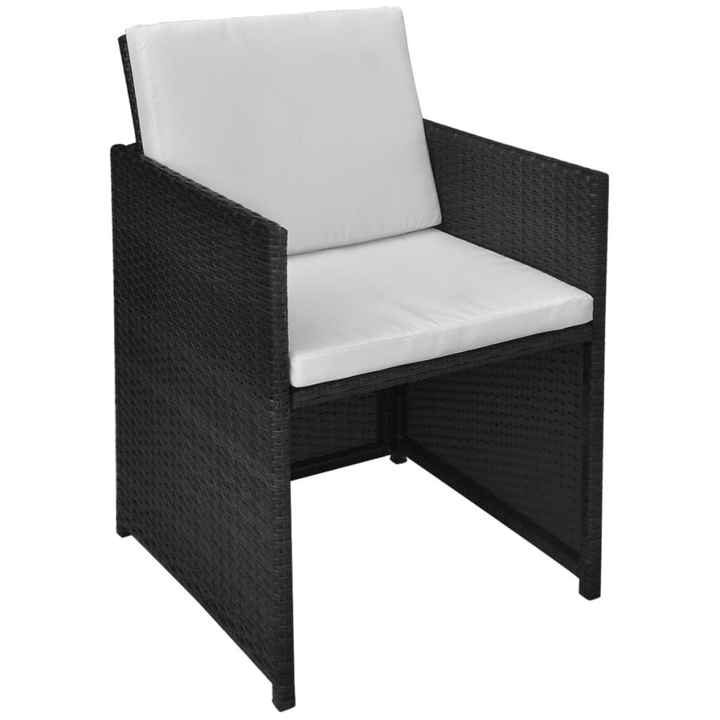 3-Piece Outdoor Patio Bar Set with Cushions - Black Poly Rattan Bistro Set for Backyard, Garden or Balcony Dining