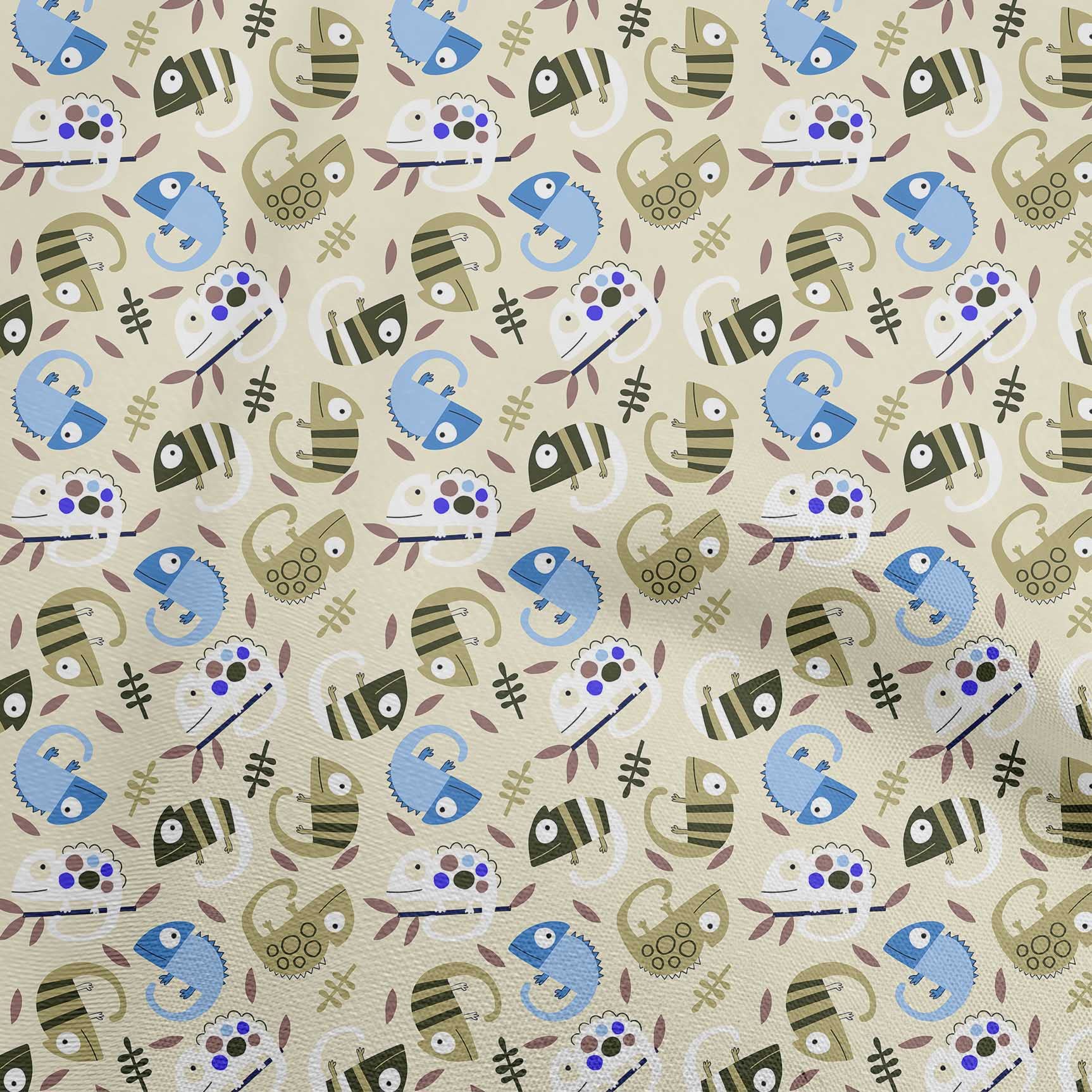 oneOone Polyester Spandex Beige Animal Print Fabric for Kids - 56 Inch Wide DIY Sewing Material for Clothing, Costumes & Crafts - Soft Stretchy Fabric by The Yard for Dressmaking and Home Decor Projects
