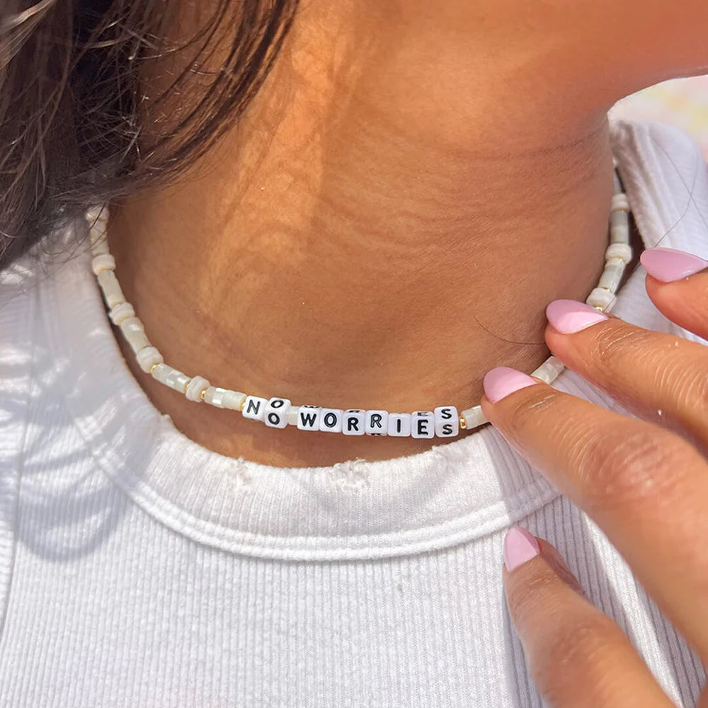 No Worries Beach Necklace - Dainty Gold Layered Pendant for Women | Perfect for Vacation, Summer Outfits & Boho Style