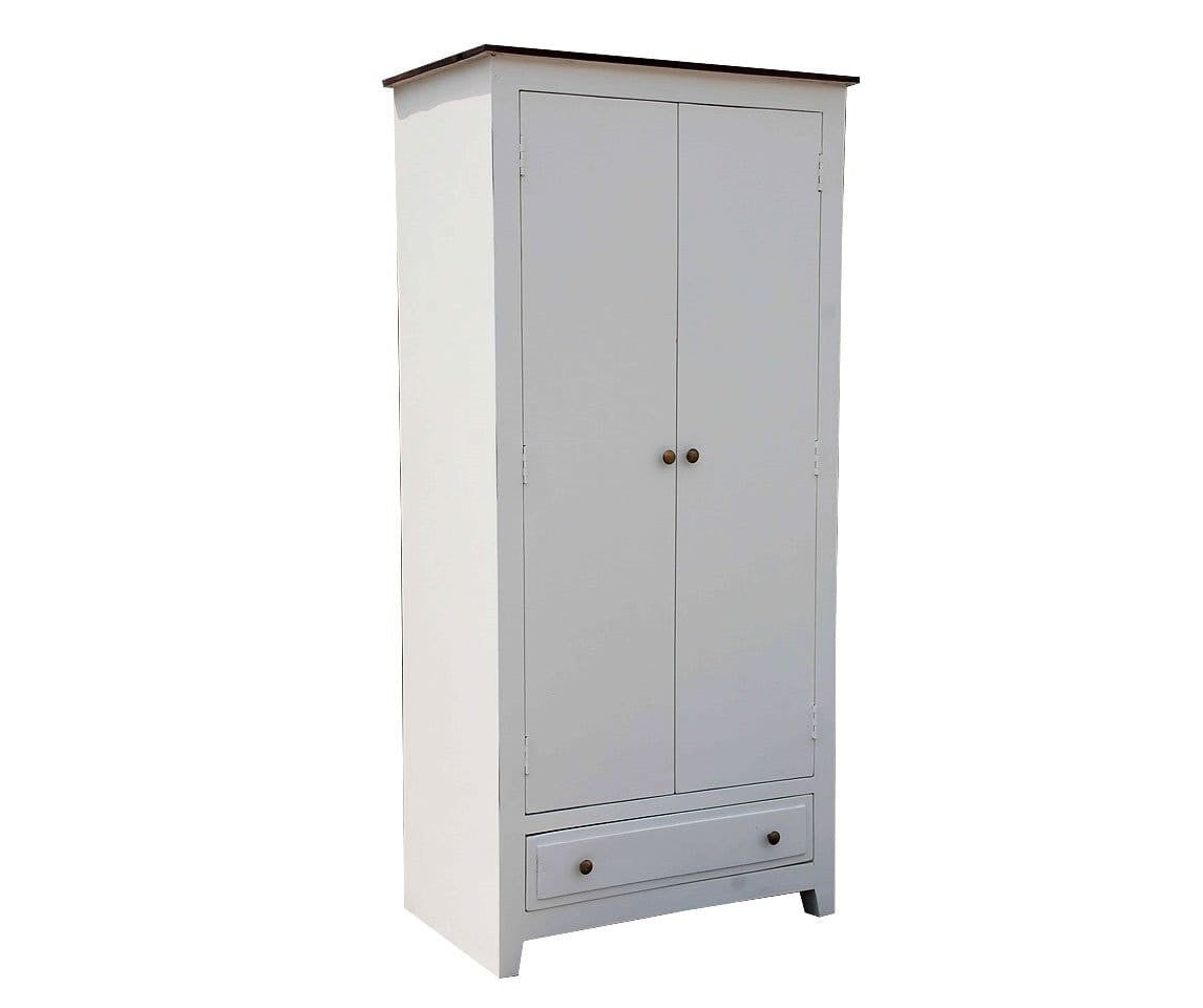 French Blanc Solid Wood Wardrobe - Elegant Storage for Bedroom, Closet & Guest Room Organization