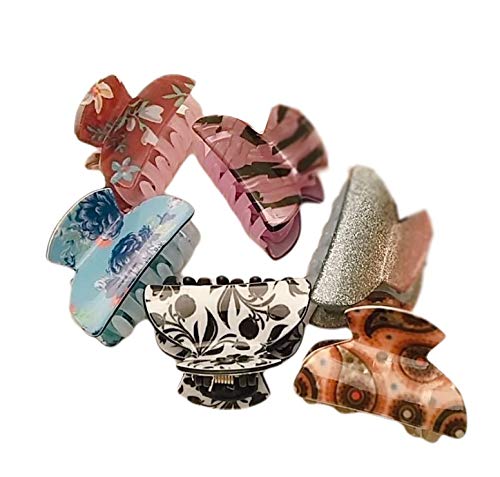 Barakath 6-Piece Small Plastic Hair Claw Clips - Colorful Acrylic Hair Clamps for Women & Girls - Perfect for School, Work, and Everyday Hairstyling (6-Pack)