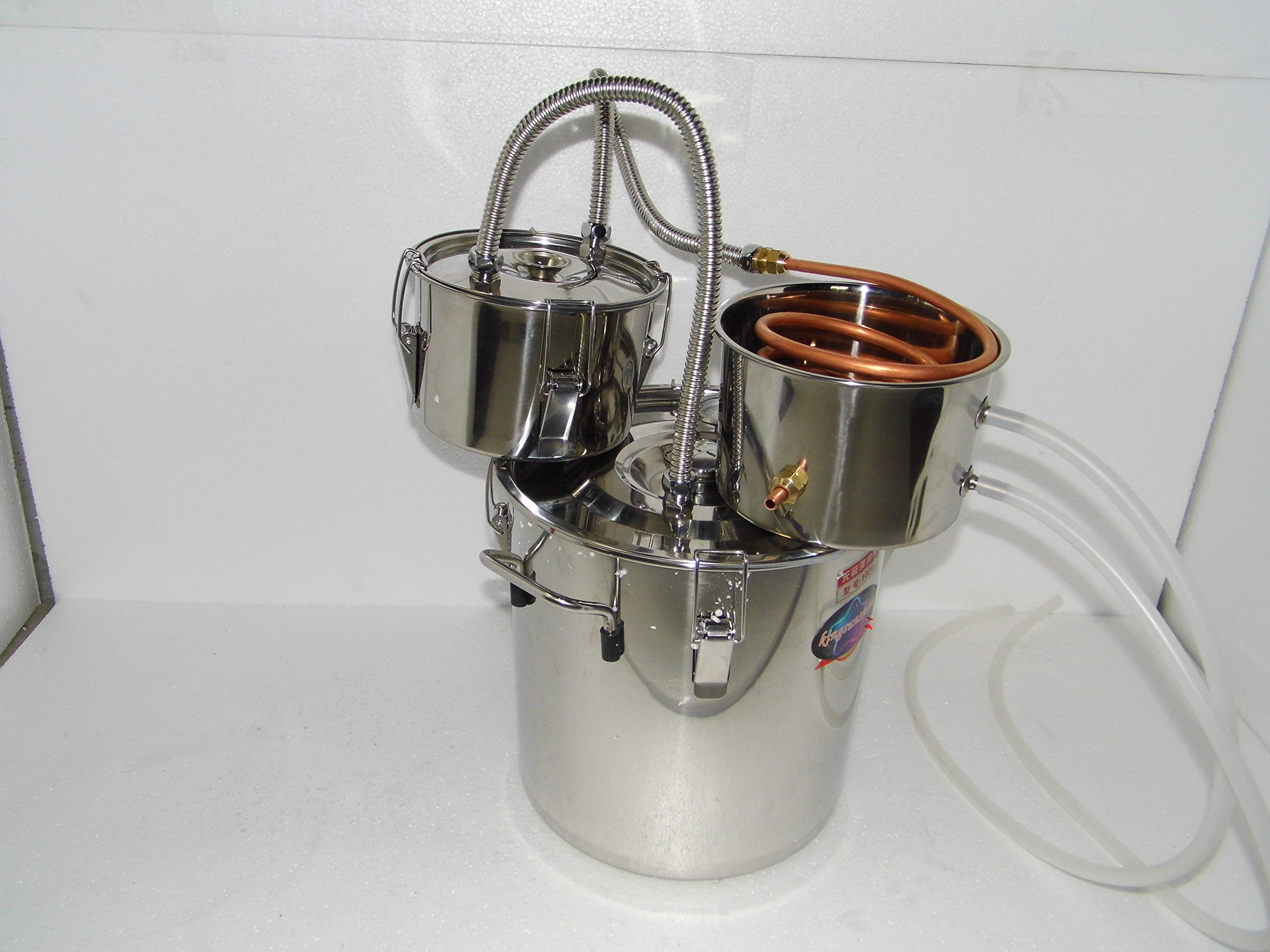 3-Pot 5 Gallon Stainless Steel Water Alcohol Distiller with Copper Tube - 18L Home Brewing Still Kit for Whiskey, Moonshine & Essential Oils - Perfect for DIY Spirits, Homemade Wine & Distilling Herbal Extracts