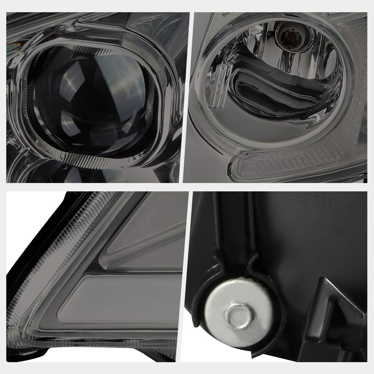 PM PERFORMOTOR Projector Headlights Assembly with LED DRL - Compatible with 2001-2003 Honda Civic Coupe & Sedan - Smoked Lens - Upgrade for Night Driving & Enhanced Style