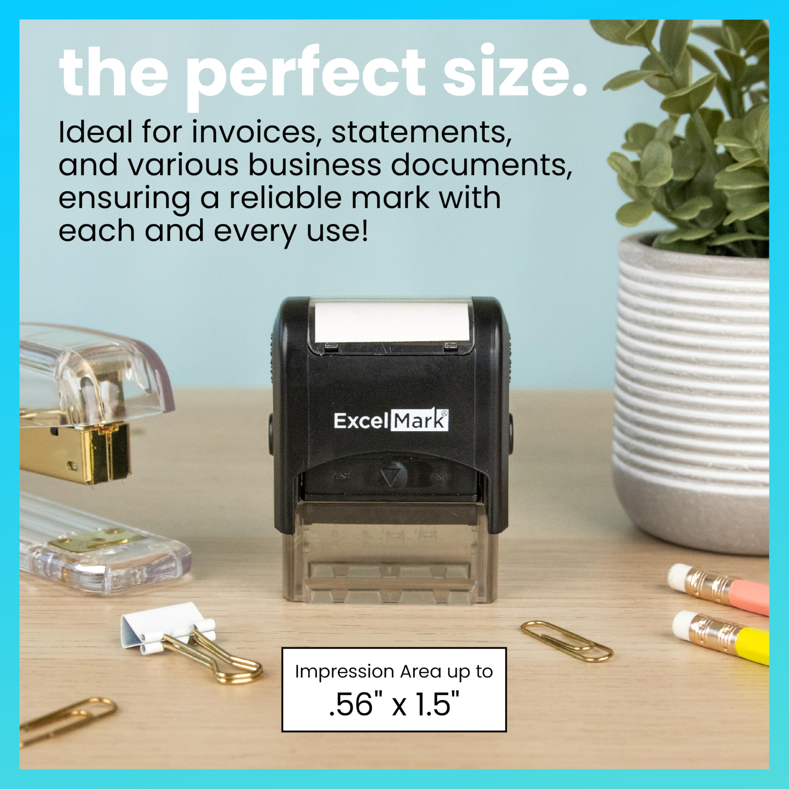 ExcelMark Self-Inking Stamp with Red Ink - Perfect for Office, Business, and Document Signing