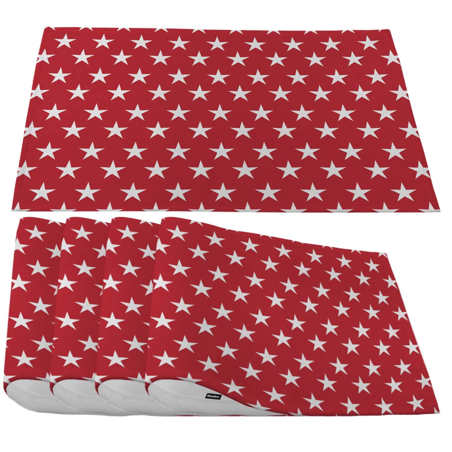Premium Moslion Red Placemats Set of 6 - Waterproof & Heat-Resistant Dining Table Mats for Everyday Use, Parties, and Holiday Decor