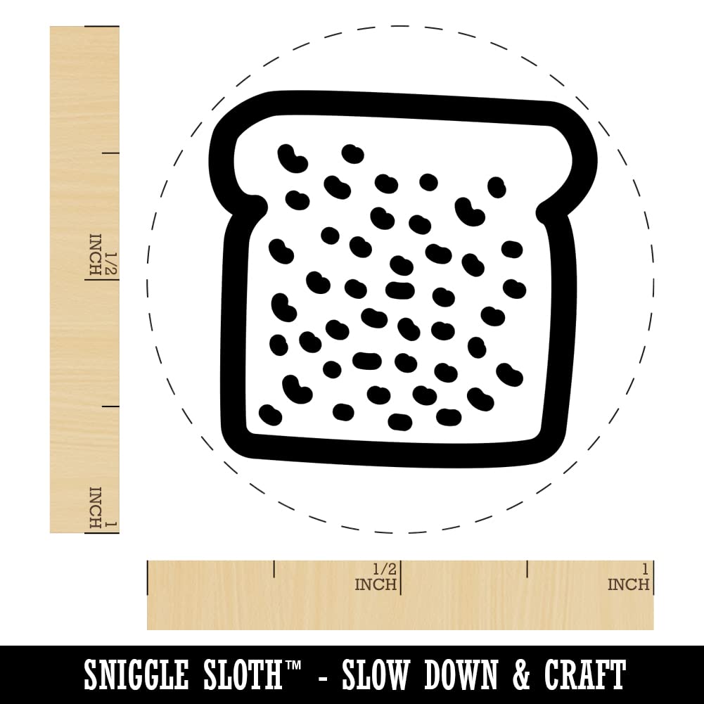 1 Inch Medium Slice of Bread Toast Doodle Self-Inking Rubber Stamp - Black Ink for Crafting, Scrapbooking & Planner Decoration - Perfect for DIY Cards, Journals and Gift Wrapping
