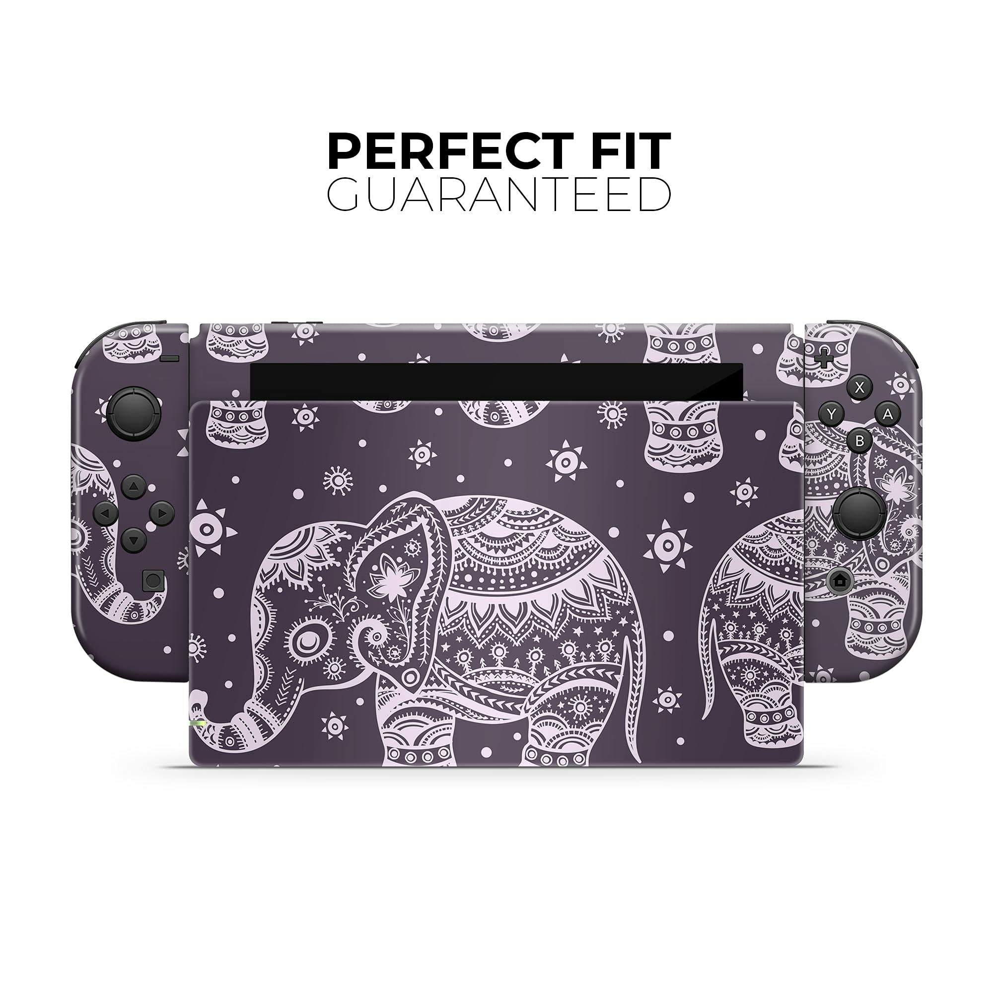 Nintendo Switch Skin Decal Cover - Purple Sacred Elephant Design - Scratch-Resistant Removable Vinyl Wrap for Switch Console & Joy-Con - Perfect for Gaming Protection and Personalization