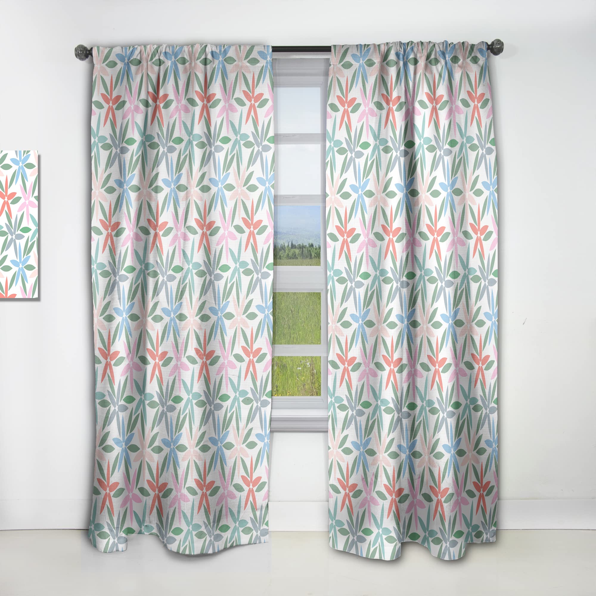 DesignQ Retro Abstract Floral Print Thermal Insulated Curtain Panel - 52x95 Inches - Blackout Drapes for Bedroom & Living Room - Perfect for Home Decor, Privacy & Energy Efficiency