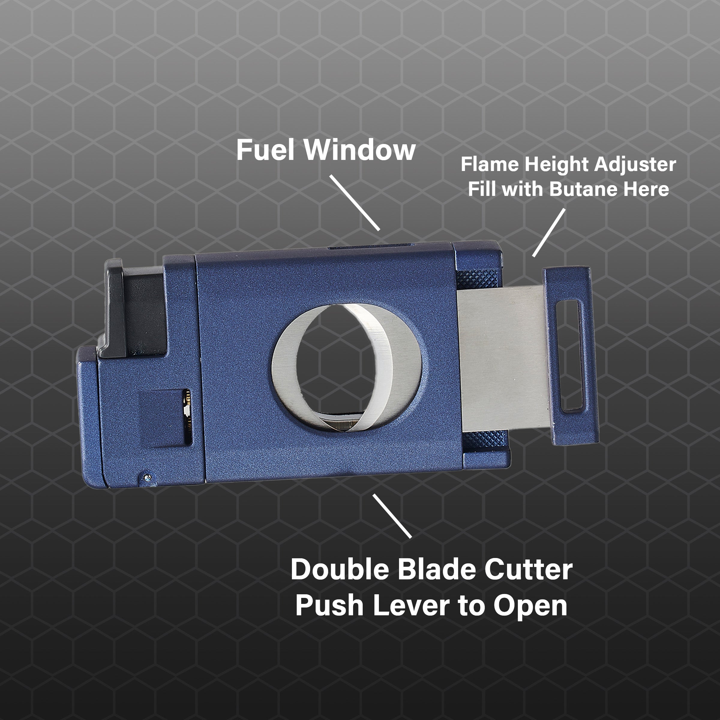 Visol LighCut Blue Triple Torch Flame Lighter & Cigar Cutter - Premium Windproof Butane Lighter for Cigars, Cigarettes & Outdoor Use - Perfect for Camping, BBQ & Travel Accessories