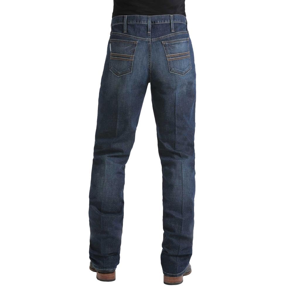 Cinch Men's Silver Label Dark Wash Slim Straight Performance Jeans - Dark Stone 31W x 38L - Comfortable Mid Rise Denim Pants for Work, Casual & Outdoor Activities