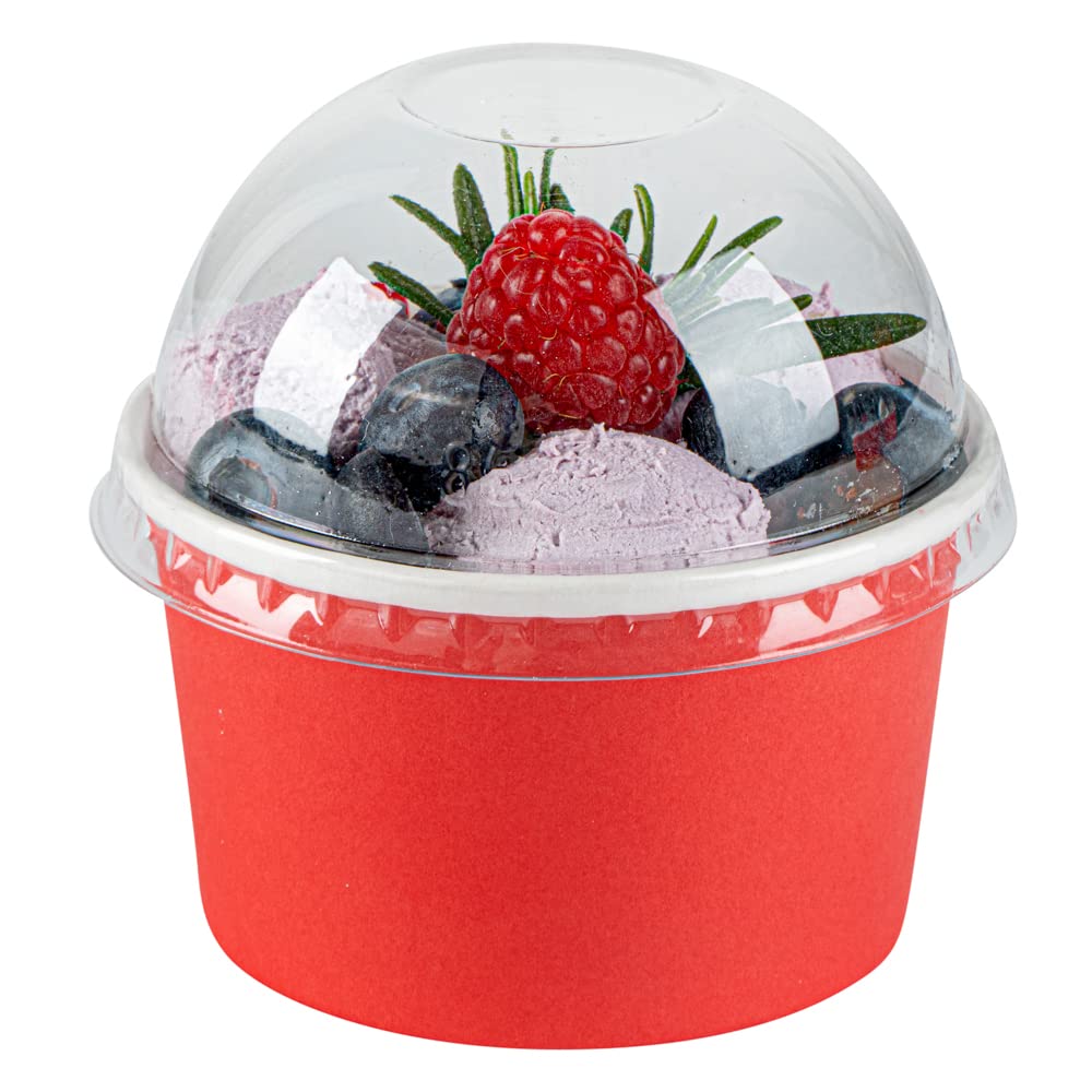 50 Pack Clear Plastic Dome Lids for 5oz Coppetta To-Go Cups - Disposable Dessert Cup Lids - Perfect for Ice Cream, Parfaits & Takeaway Desserts in Restaurants, Cafes & Bakeries
