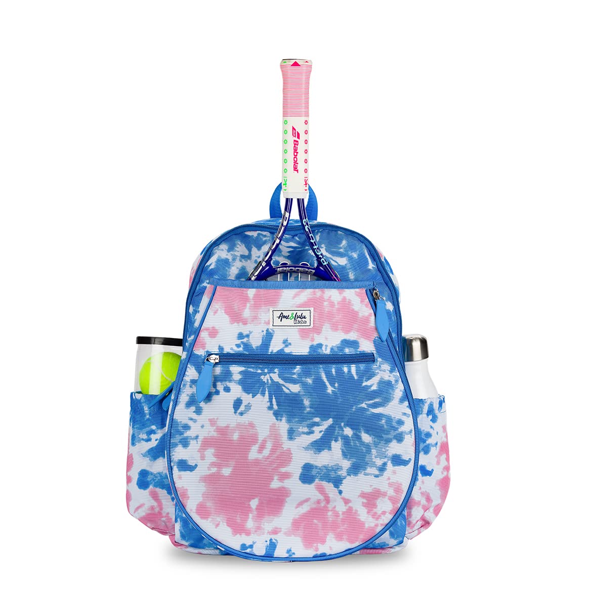 Ame & Lulu Kids Big Love Tennis Backpack - Cute Durable School Backpack for Girls & Boys, Perfect for Sports, School & Travel (Pink/Blue) - Ideal for Tennis Practice, School Supplies & Weekend Getaways