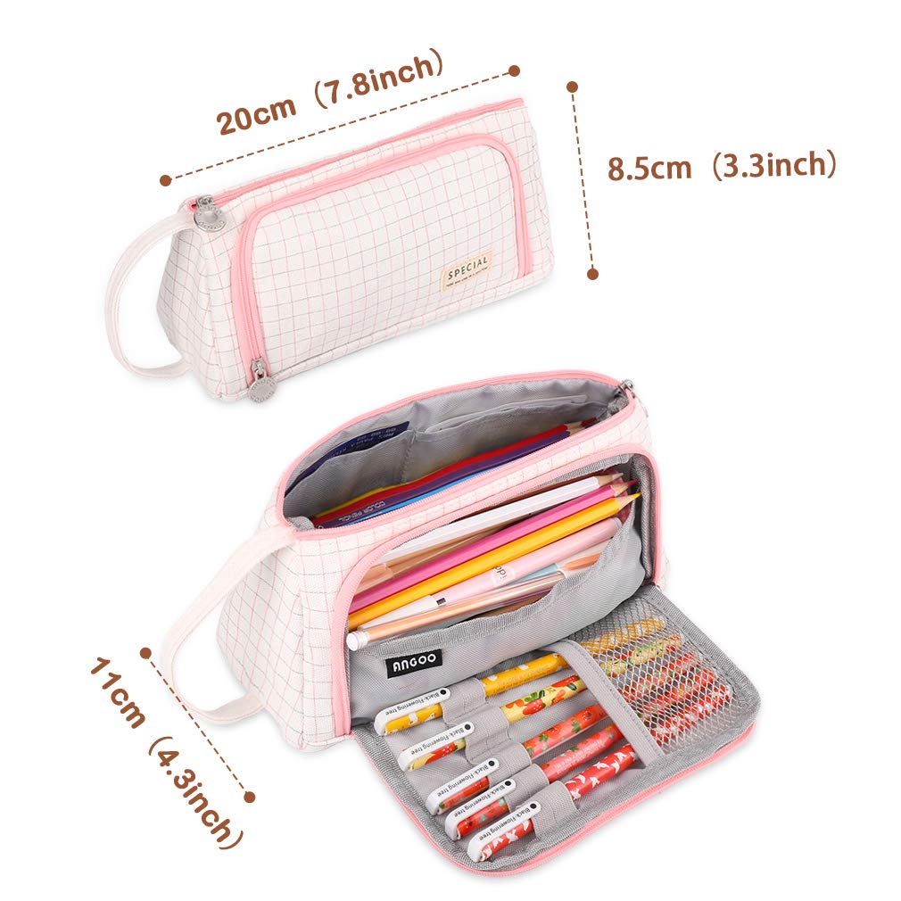iSuperb Large Capacity Canvas Pencil Case with Zipper - Multi Compartment Pen Organizer & Cosmetic Pouch for School, Office, Travel Storage