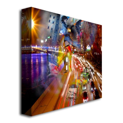 Trademark Fine Art Traffic Canvas Wall Art - 24x24 Inch Modern Cityscape Painting for Living Room, Office & Home Decor