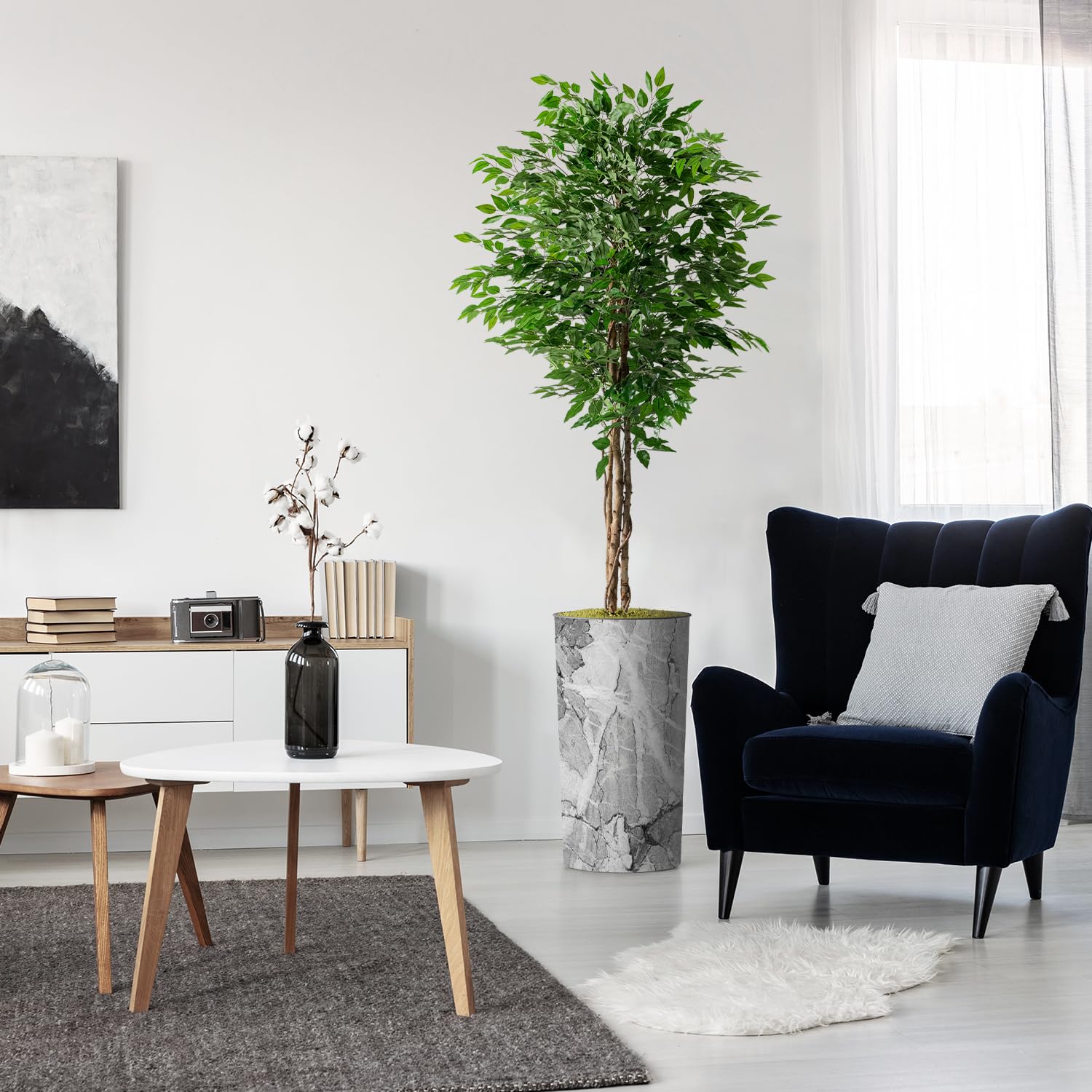 Artificial Ficus Silk Tree in Modern Planter - 75