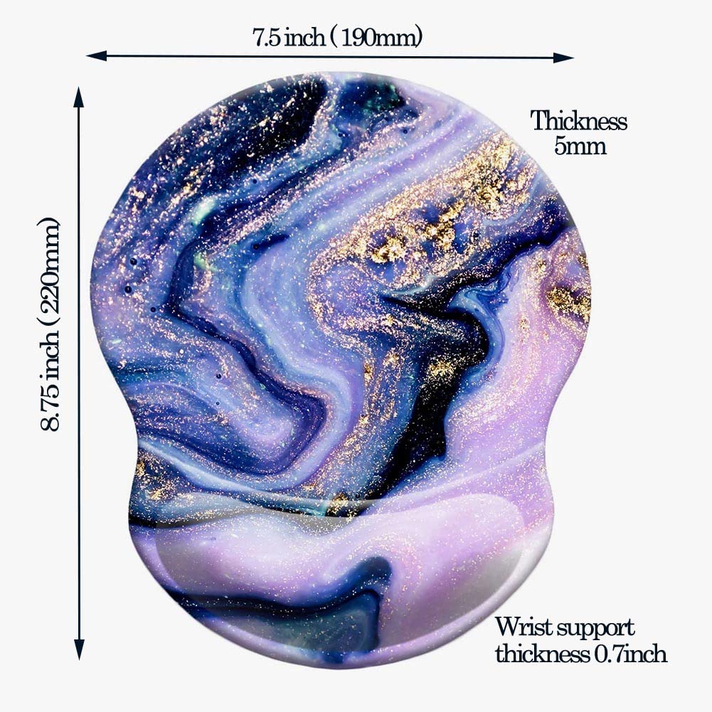 Ergonomic Mouse Pad with Wrist Rest Support - Non-Slip PU Base Gaming & Office Mousepad for Pain Relief - Cute Wrist Cushion (Marble Purple) | Perfect for Long Hours Computer Work, Typing & PC Gaming