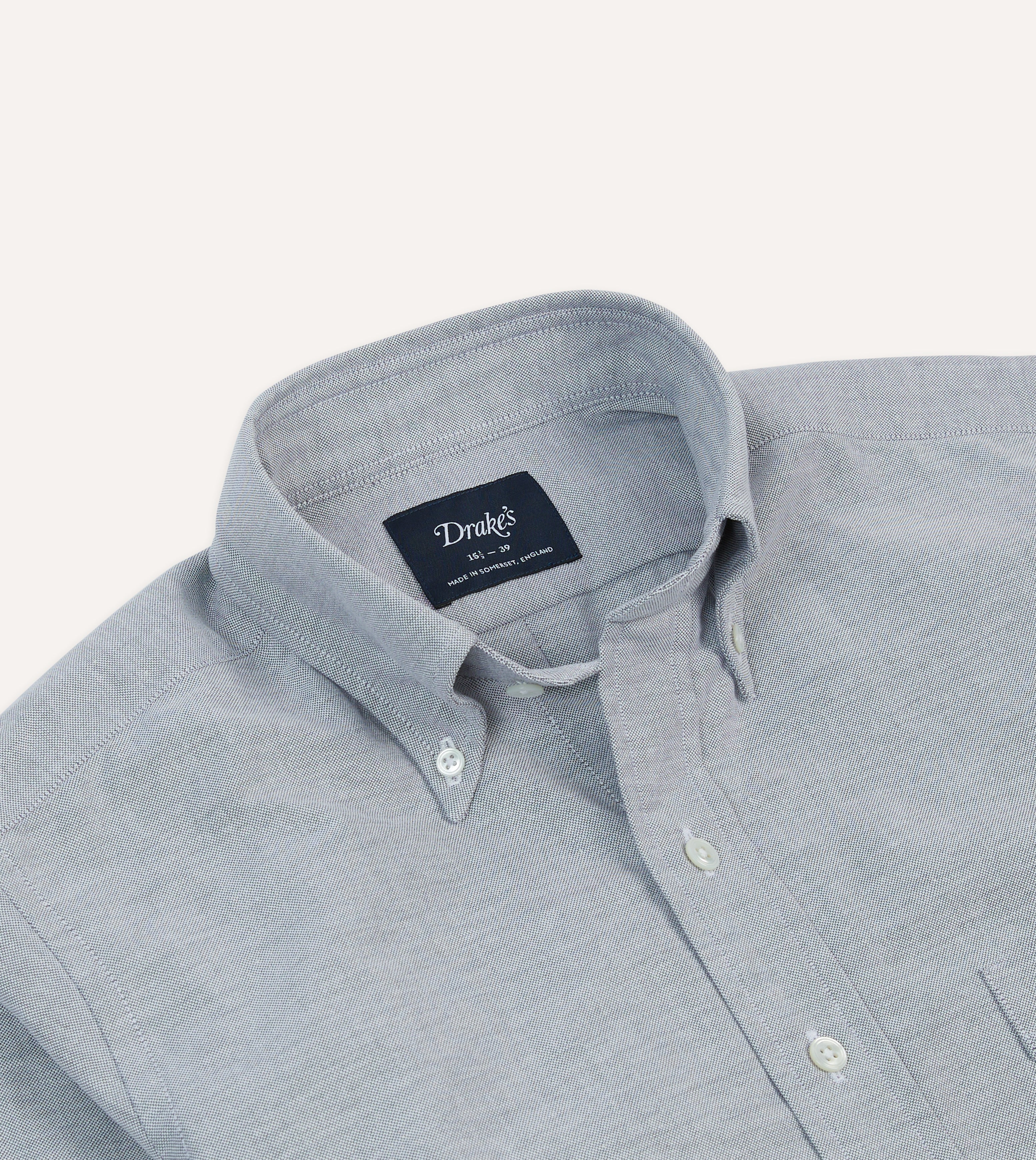 Men's Grey Cotton Oxford Button Down Shirt - Classic Casual Slim Fit Long Sleeve Dress Shirt for Office, Business, and Everyday Wear
