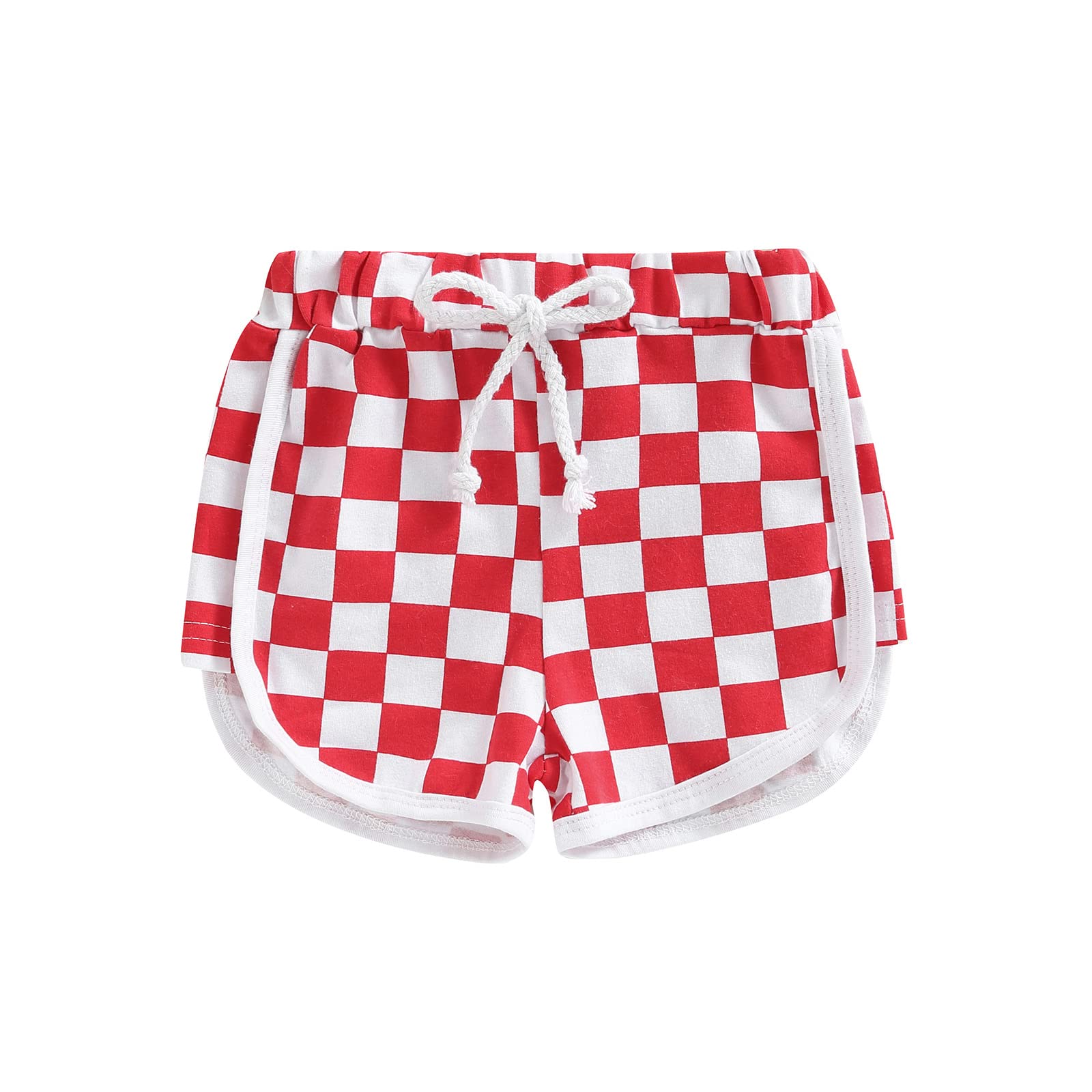 Summer Toddler Boys' Shorts - Checkerboard Print Plaid Elastic Waist Jogger Shorts with Drawstring | Comfortable Casual Playwear for Outdoor Activities & Beach Days
