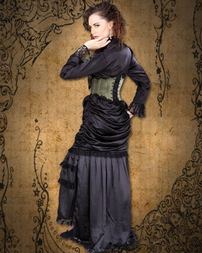 Steampunk Victorian Gothic Cosplay Costume for Women - Elegant Lace-Up Corset Dress with Bustle Skirt | Perfect for Halloween, Cosplay, Renaissance Fairs & Themed Parties