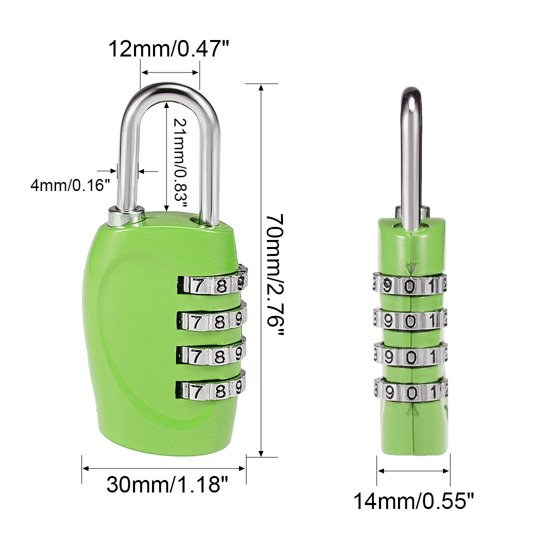 **uxcell 4 Digit Combination Padlock - 4mm Shackle, Zinc Alloy Waterproof Lock for Gym, Locker, Fence, Suitcase & Travel - Secure Outdoor Use (Green)**    *(Optimized for Google SEO, includes usage scenarios: gym, locker, fence, suitcase, travel, outdoor.)*