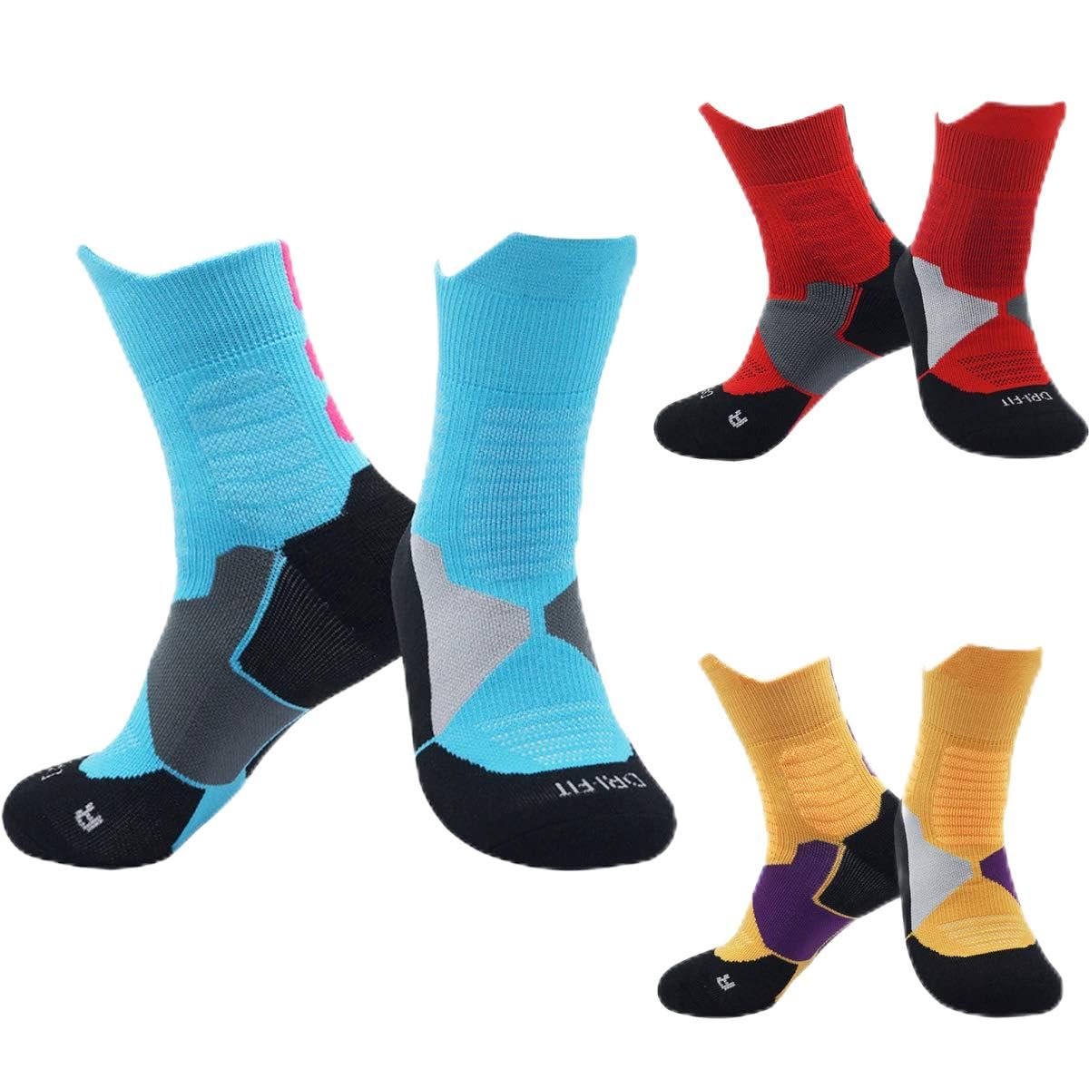 FOMANN Men's Thick Protective Sport Cushion Socks 3 Pack - Basketball Compression Athletic Socks for Running, Gym & Workout - Breathable & Supportive Performance Socks for Active Men