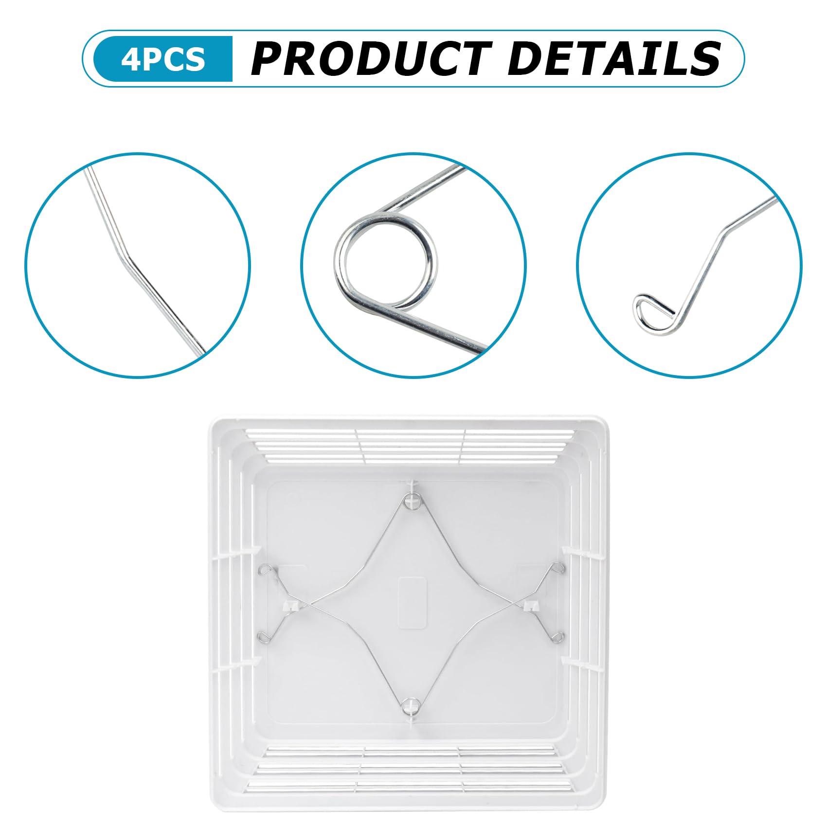 Broan S97013576 Bathroom Fan Cover Grille Springs - 4 Pack - Compatible with Models 576, 676, 684, 684NT, 2684F - Ceiling Fan Replacement Parts for Broan Nutone Bathroom Exhaust Fans - Perfect for Home Bathroom Ventilation & Maintenance