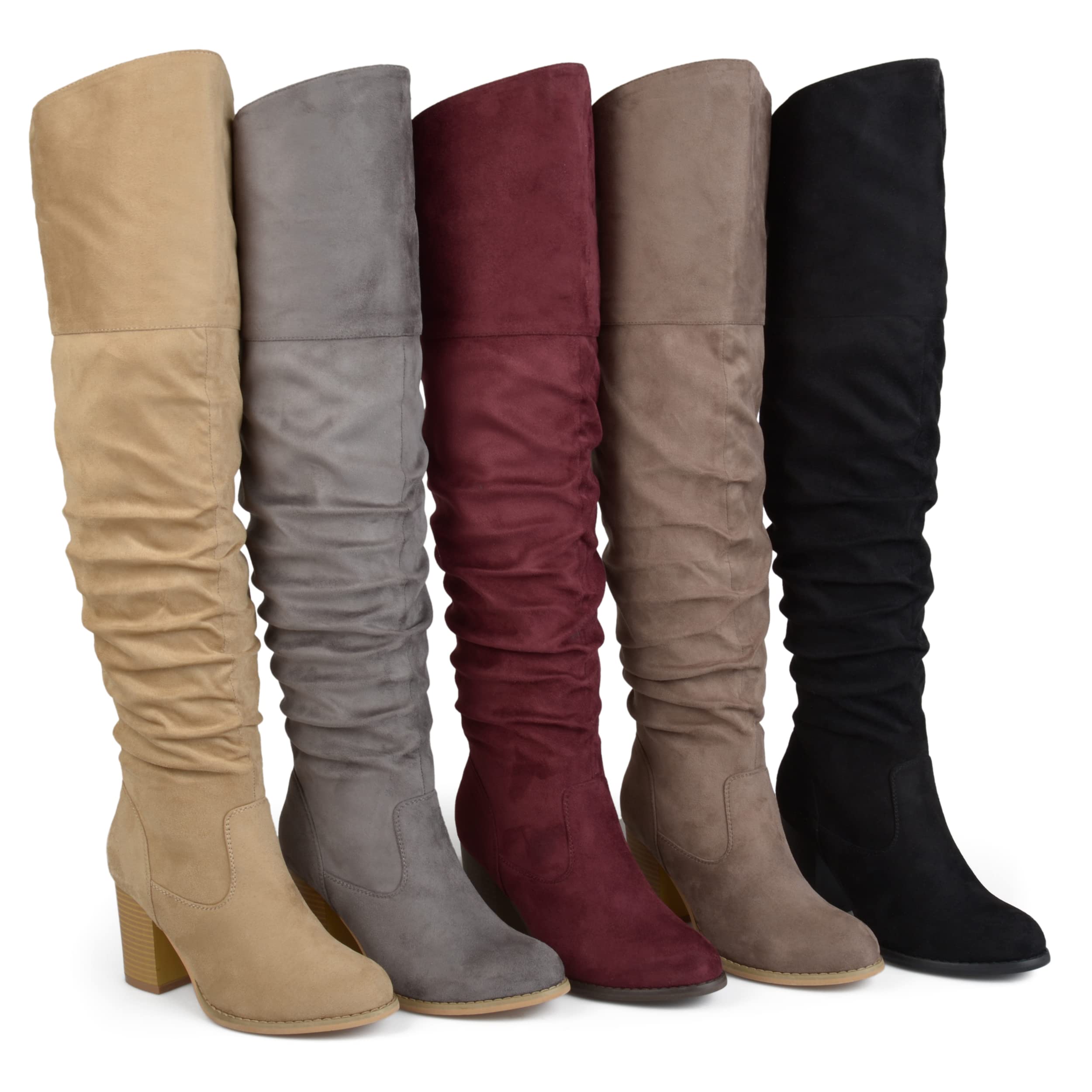 Journee Women's Extra Wide Calf Kaison Boots - Black, Size 8 Wide | Comfortable & Stylish Knee-High Boots for Wide Calves | Perfect for Work, Casual Wear & Winter Outfits