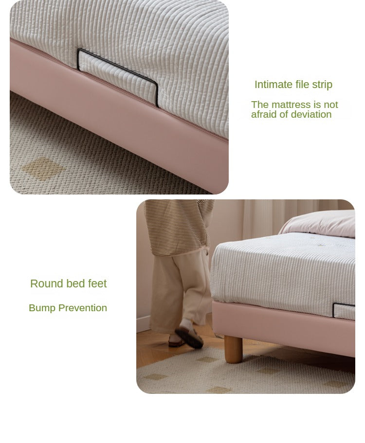 Organic Leather Kids Soft Rainbow Bed – Durable & Comfortable Toddler Bed for Boys & Girls – Perfect for Nursery, Bedroom & Playroom Decor