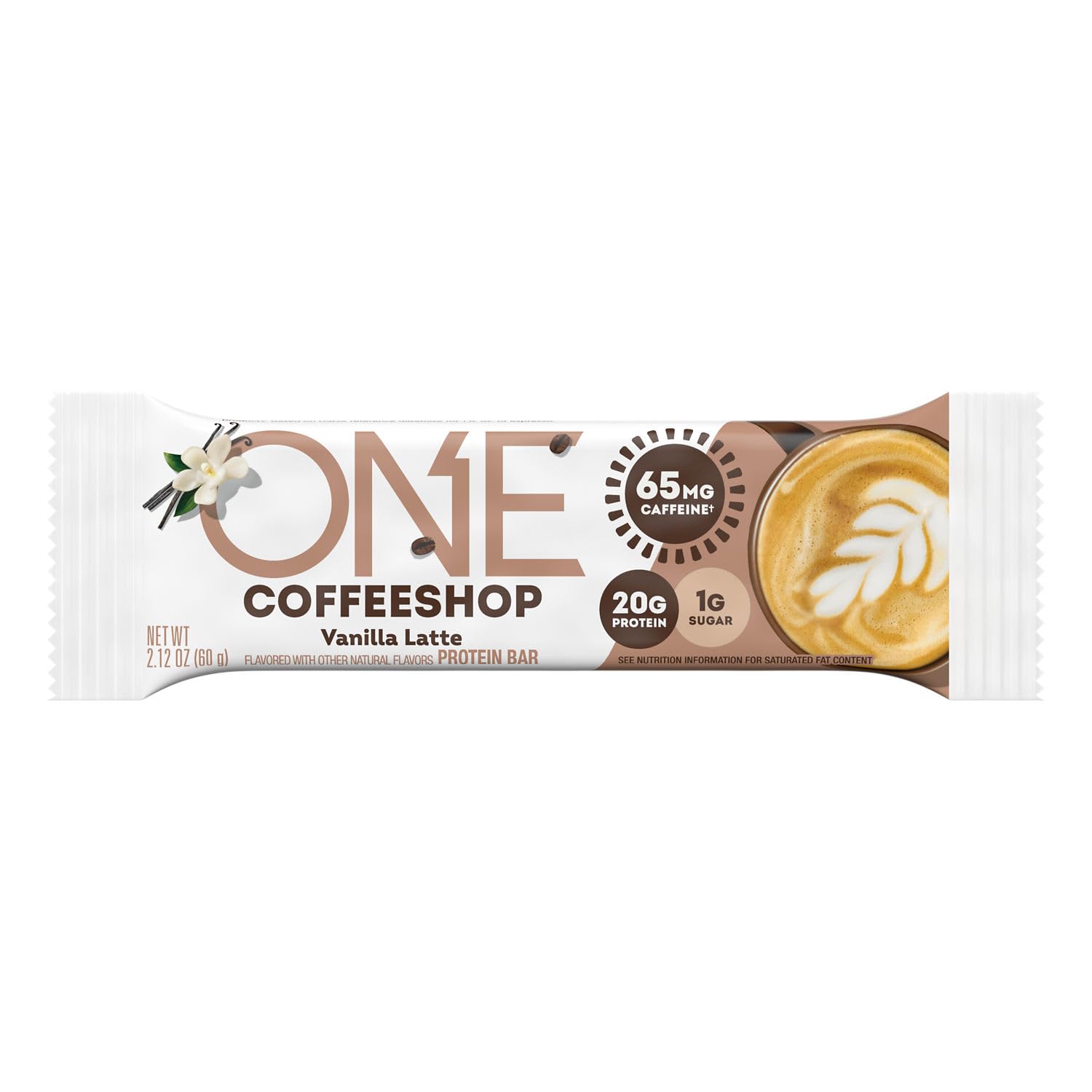 Vanilla Latte Caffeinated Protein Bars - Gluten Free, 20g Protein & 65mg Caffeine Energy Boost - Healthy Snack for Workouts, Hiking & Office - 12 Pack (2.12 oz Each) - Packaging May Vary