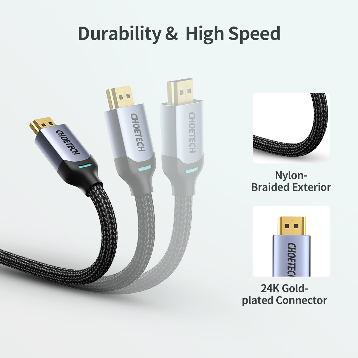 8K HDMI 2.1 Cable 6.6ft - Ultra High Speed 48Gbps, 8K@60Hz 4K@120Hz HDR, Braided Nylon - Perfect for Gaming, Home Theater & 8K TV Setup
