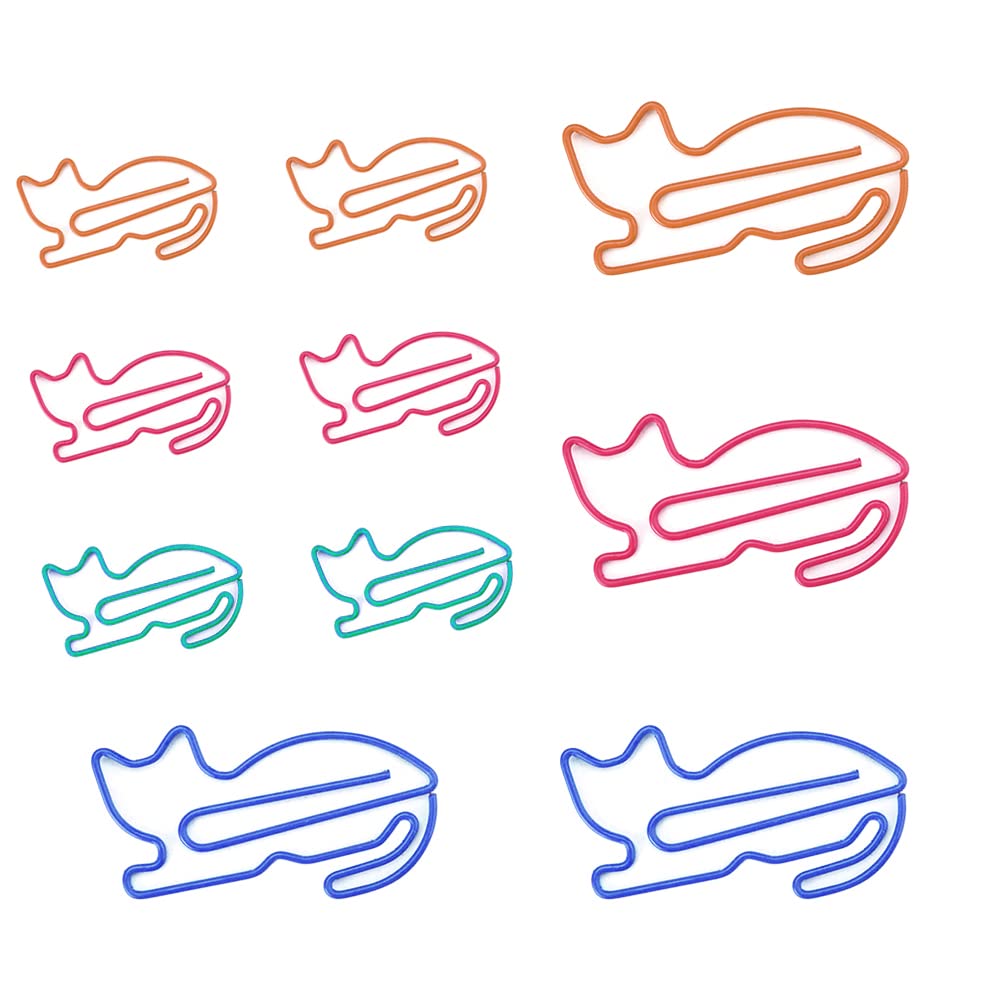100 PCS Cute Cat Shaped Paper Clips - Fun Animal Office Supplies (1.75
