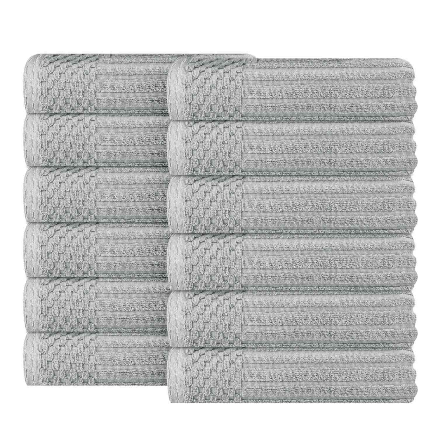 Premium Soho Ribbed Textured Cotton Face Towels - Ultra Absorbent & Soft (12-Pack) - Perfect for Spa, Gym, Travel & Daily Skincare Routine
