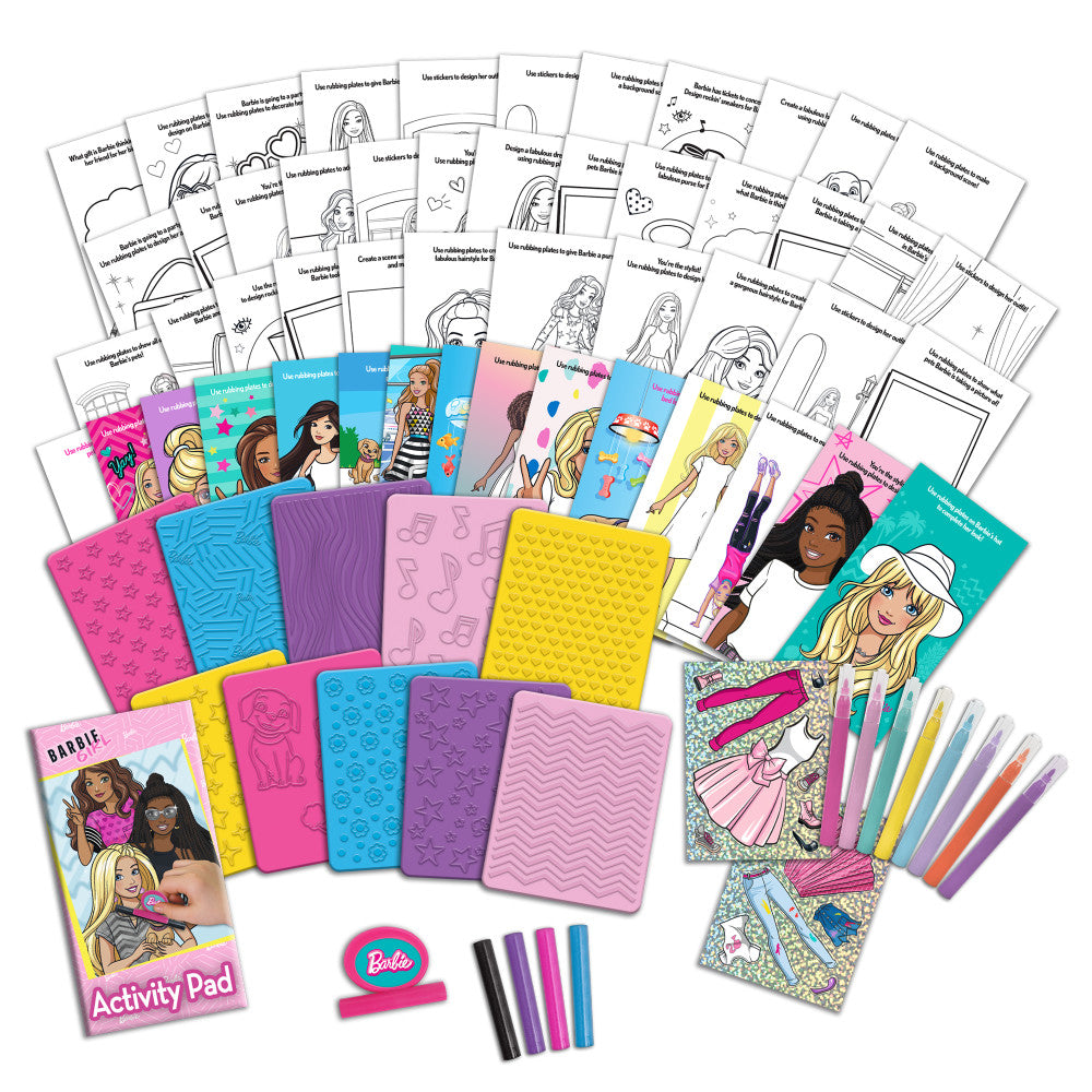 Barbie Fashion Creation Portfolio with Rubbing Plates - Design & Customize Outfits for Kids | Creative Dress-Up Play & DIY Fashion Design for Girls