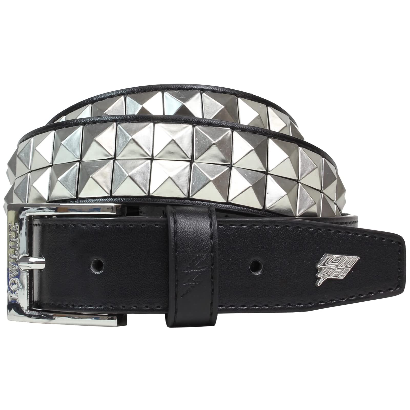 Lowlife of London Dub 2 Row Pyramid Leather Belt - Studded Punk Goth Rock Style with Metal Studs & Rivets for Men & Women | Perfect for Punk Concerts, Gothic Fashion & Alternative Outfits